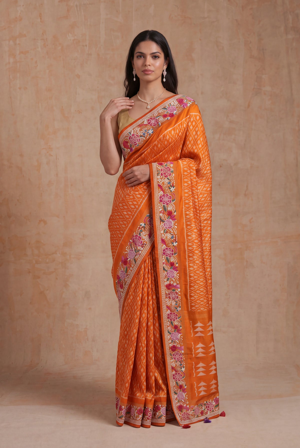 Orange Patola Silk Saree - Mokshaa