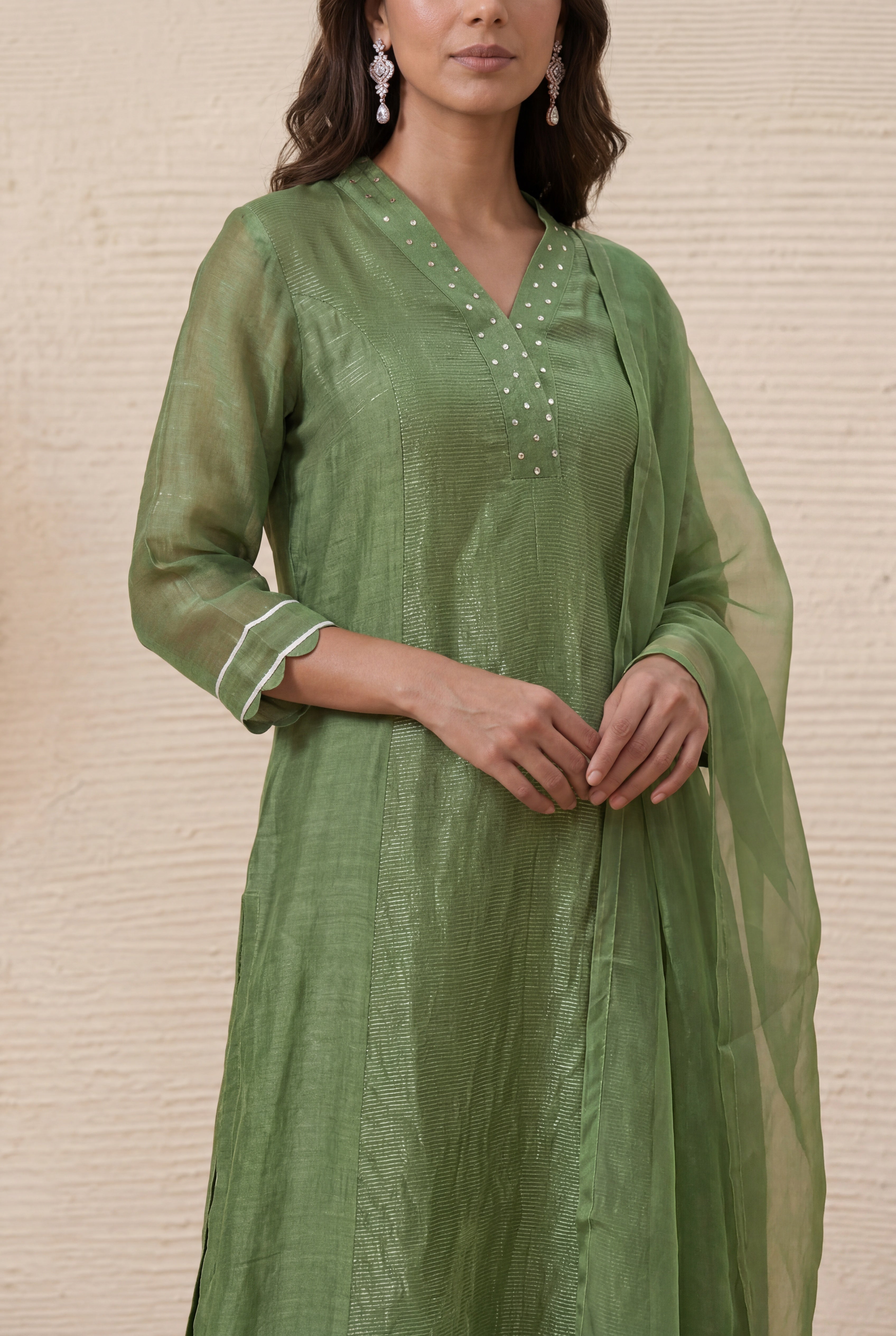 Olive Green Tissue Salwar Set