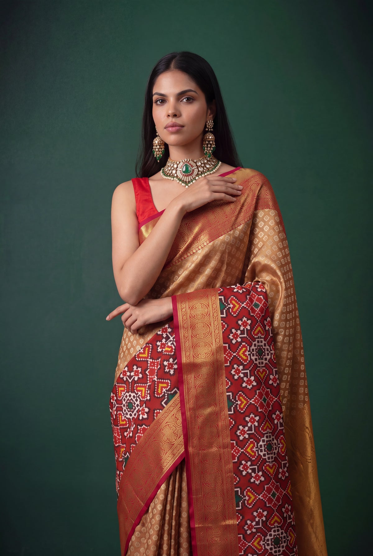 Gold Kanchivaram Tissue Silk Saree - Mokshaa