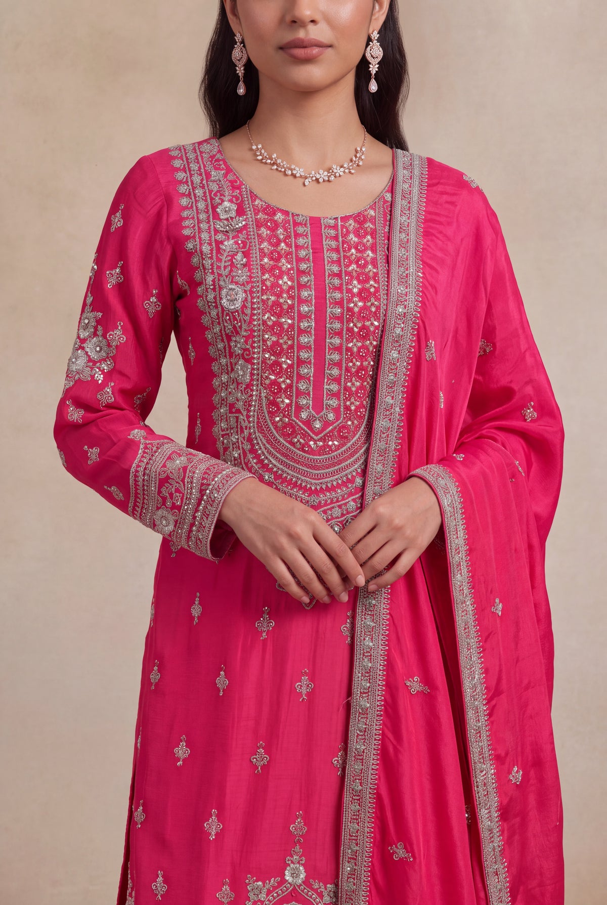 Rani Pink Crepe Sharara Set - Mokshaa