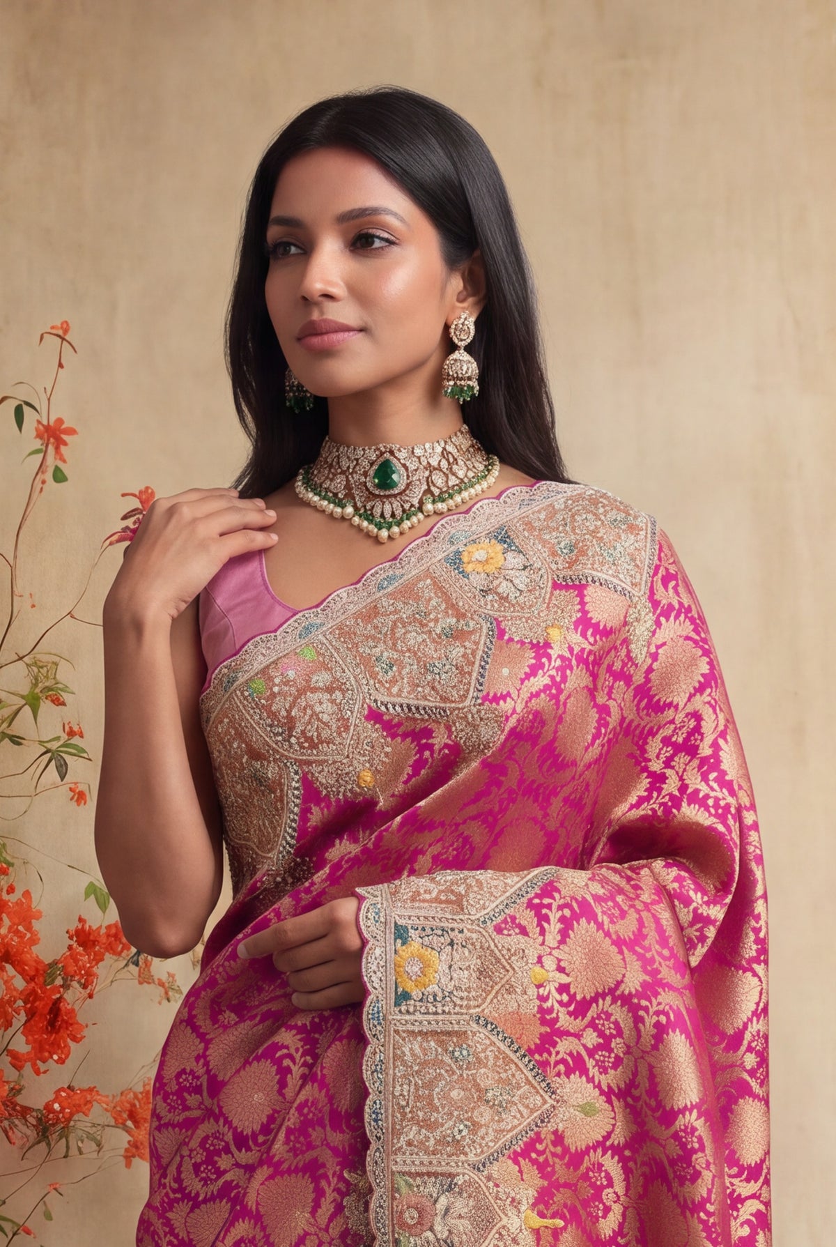 Rani Pink Banarasi Silk Saree - Mokshaa