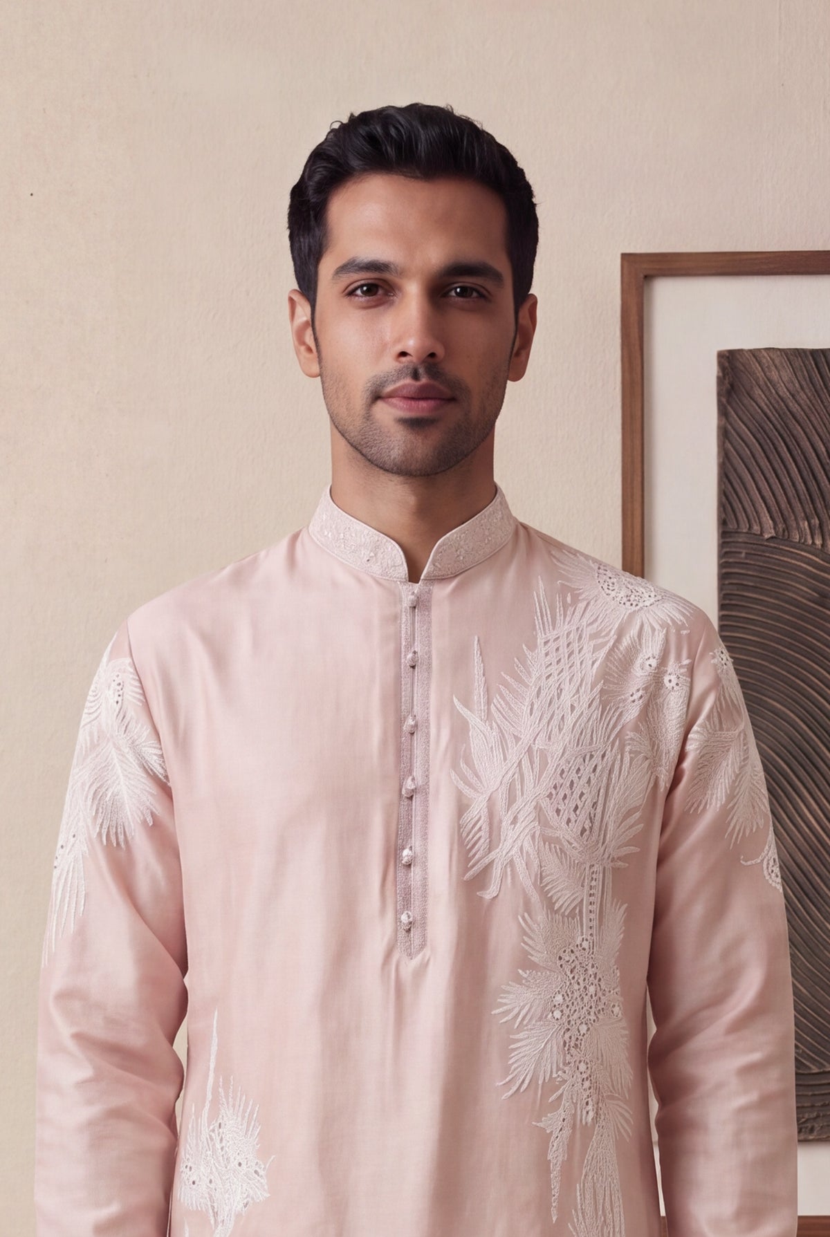 Peach Raw Silk Kurta Pant Set - Mokshaa