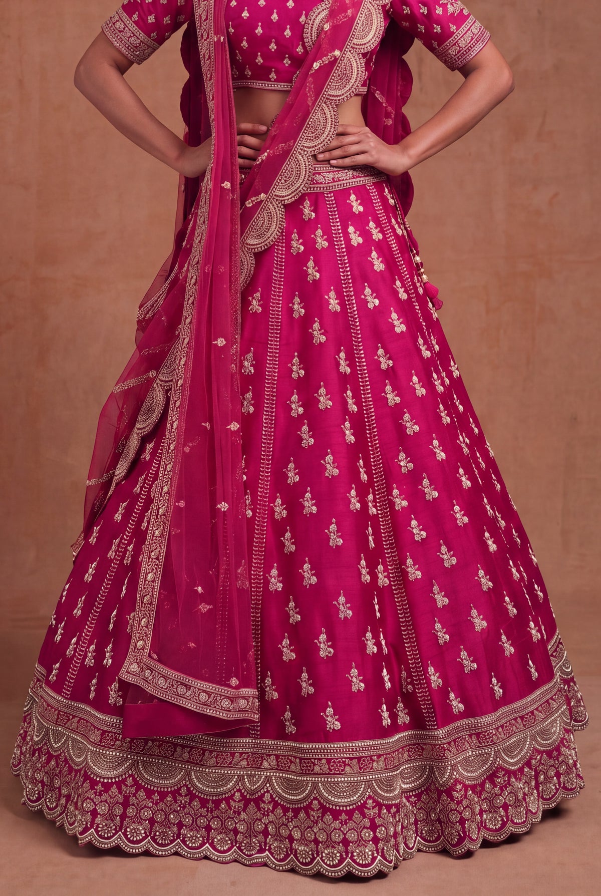 Rani Pink Raw Silk Lehenga - Mokshaa