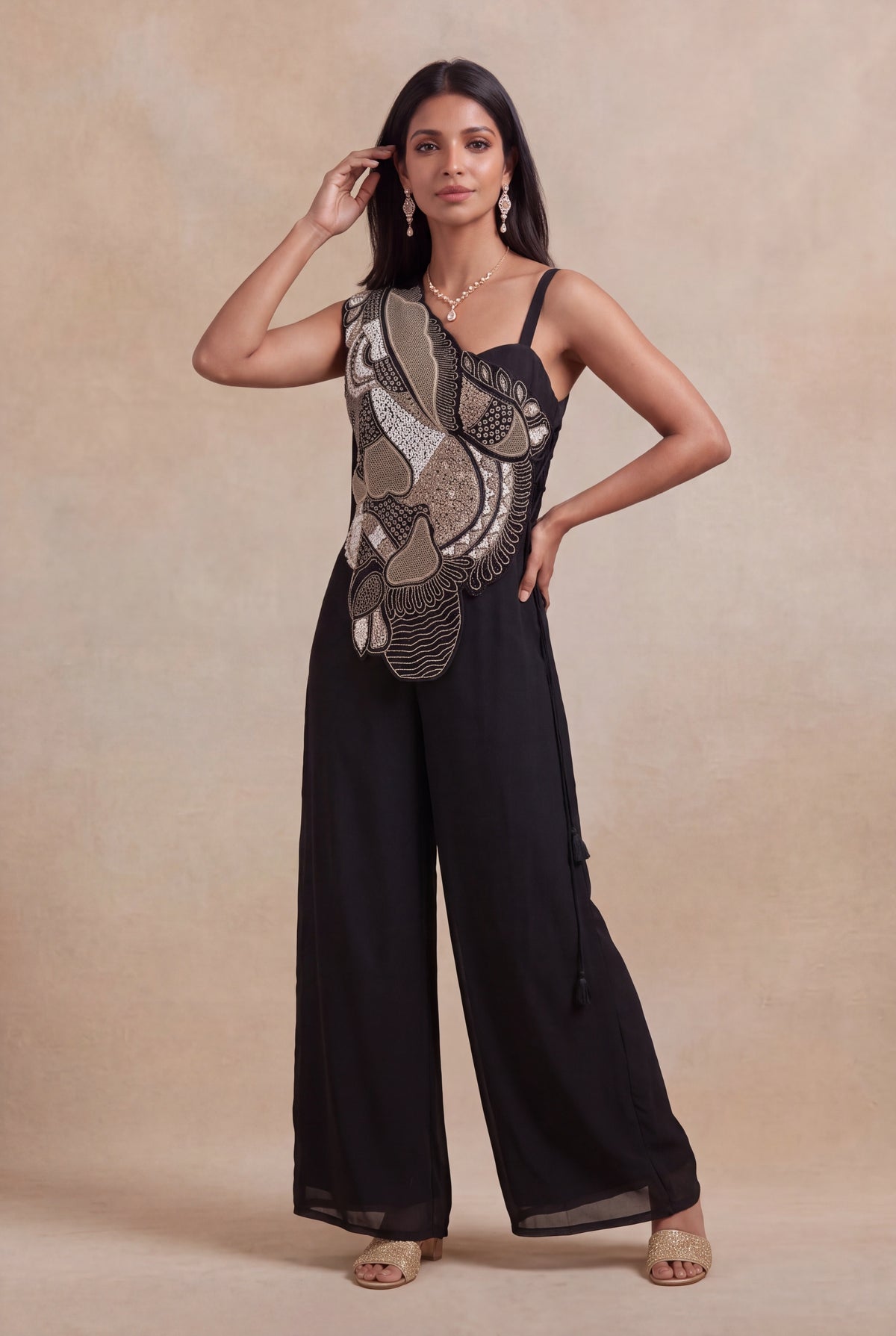 Black One-Shoulder Jumpsuit - Mokshaa