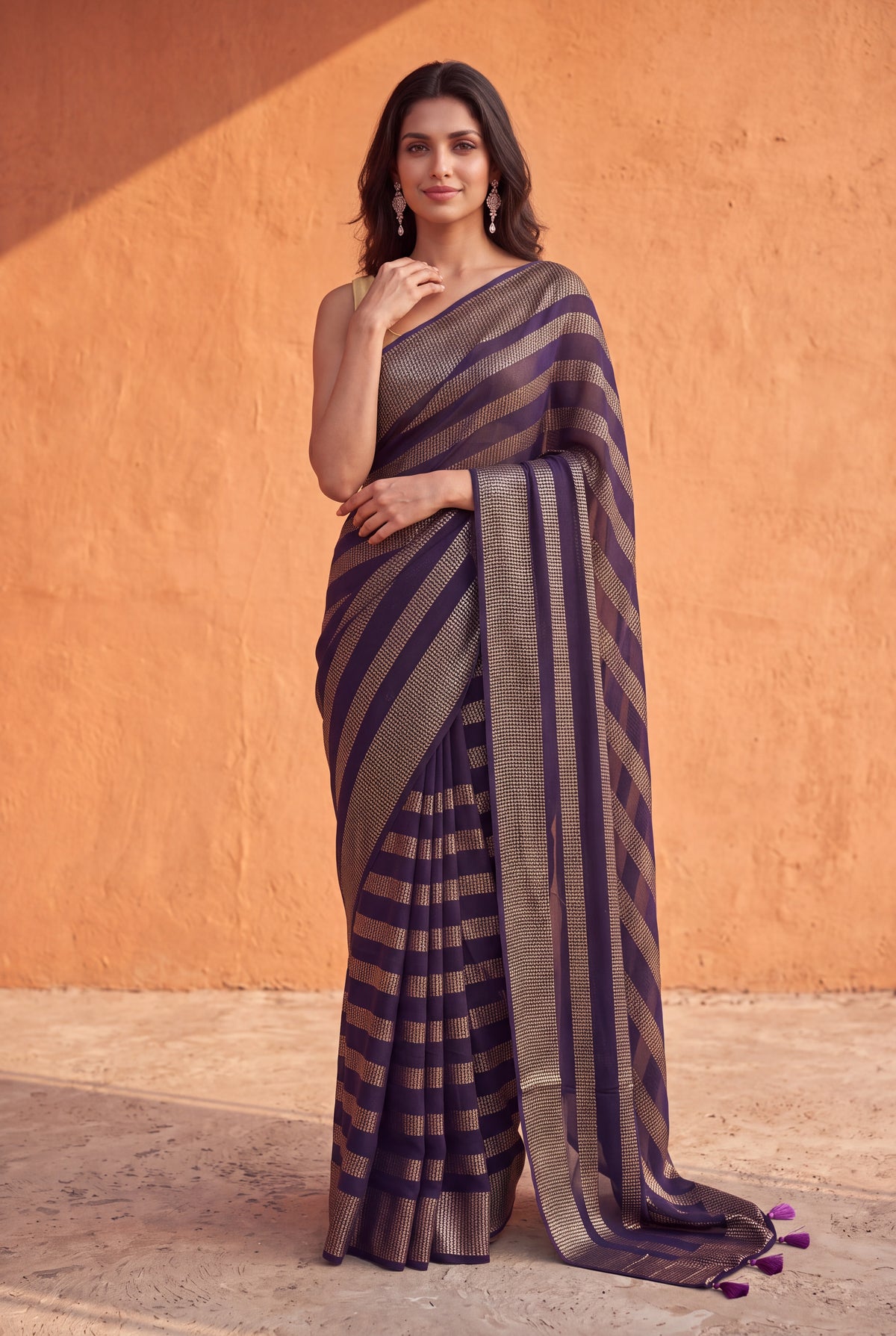 Purple Georgette Saree - Mokshaa