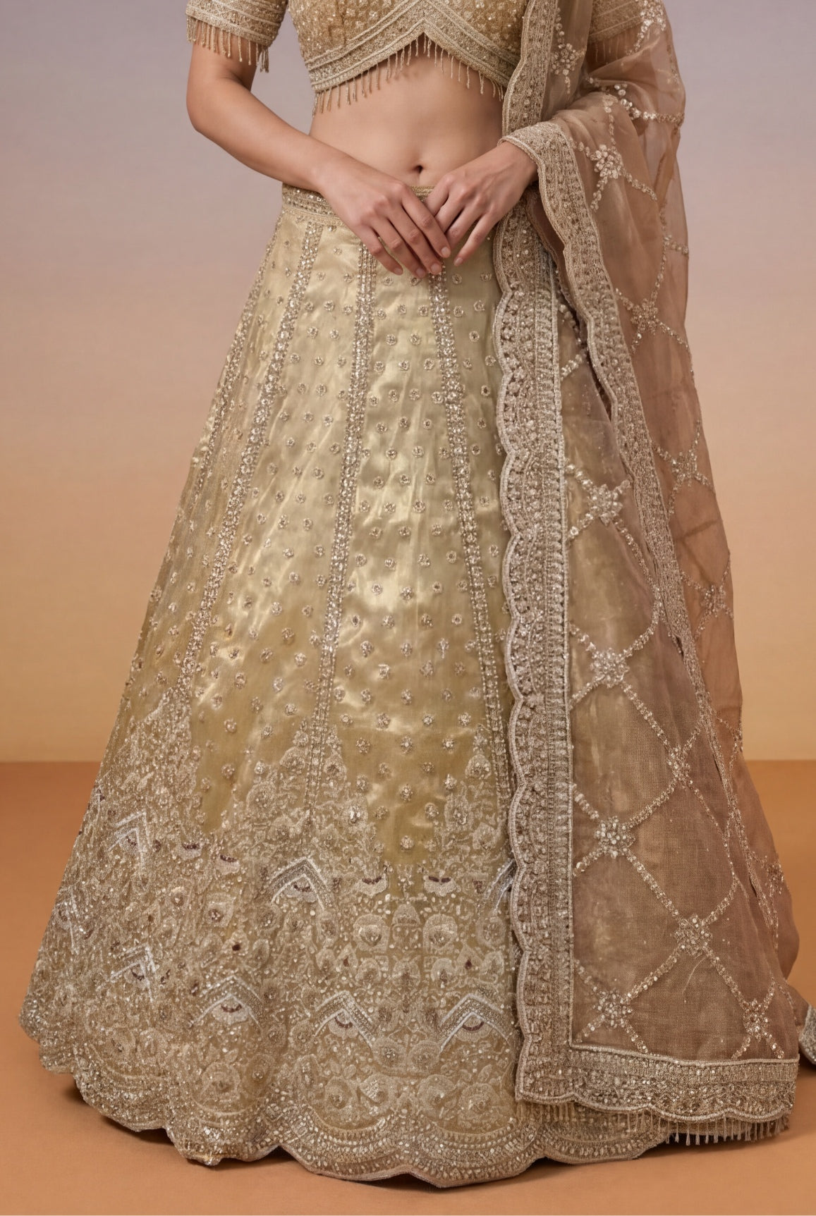 Gold Tissue Bridal Lehenga