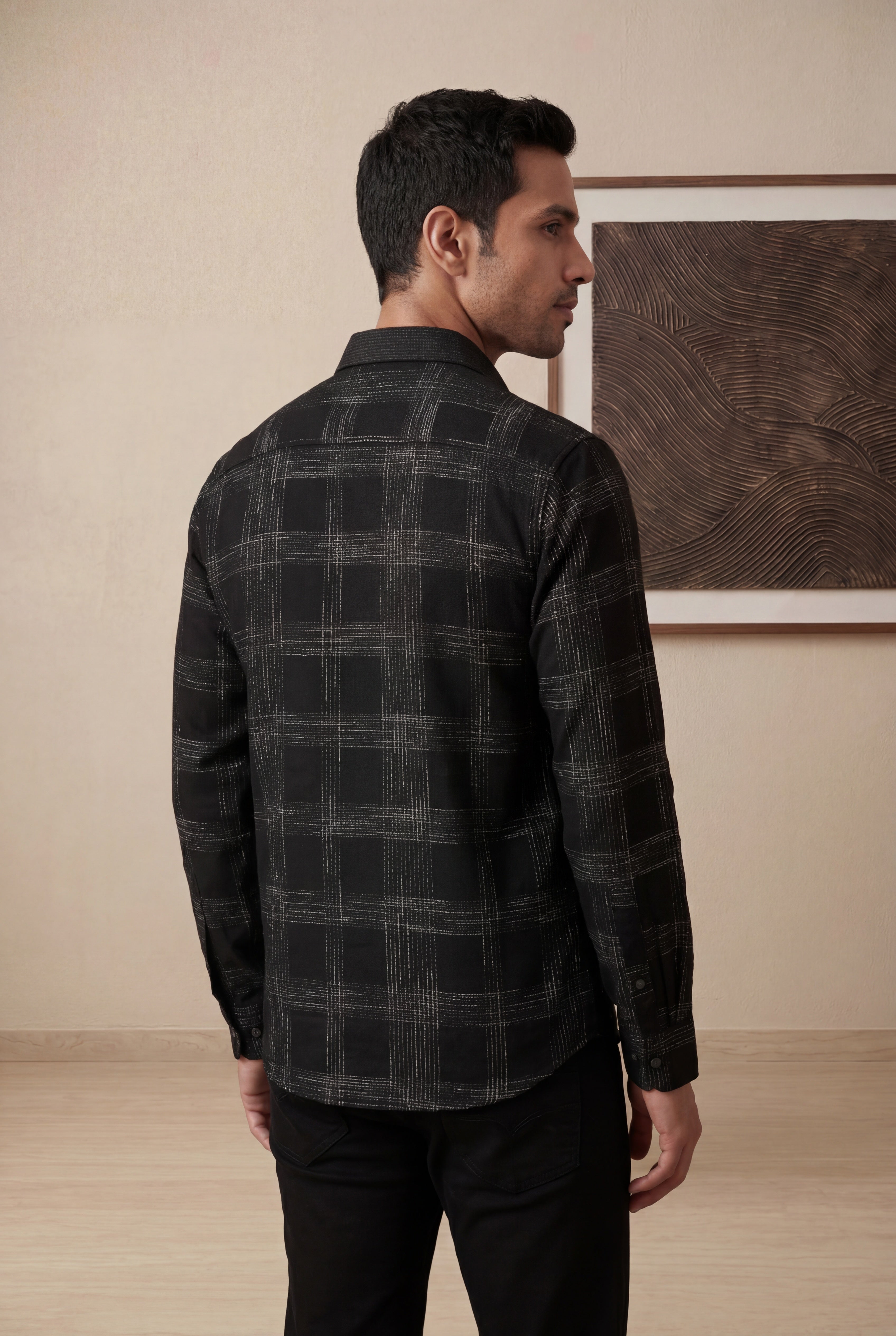 Black Checked Bomario Full Sleeve Shirt