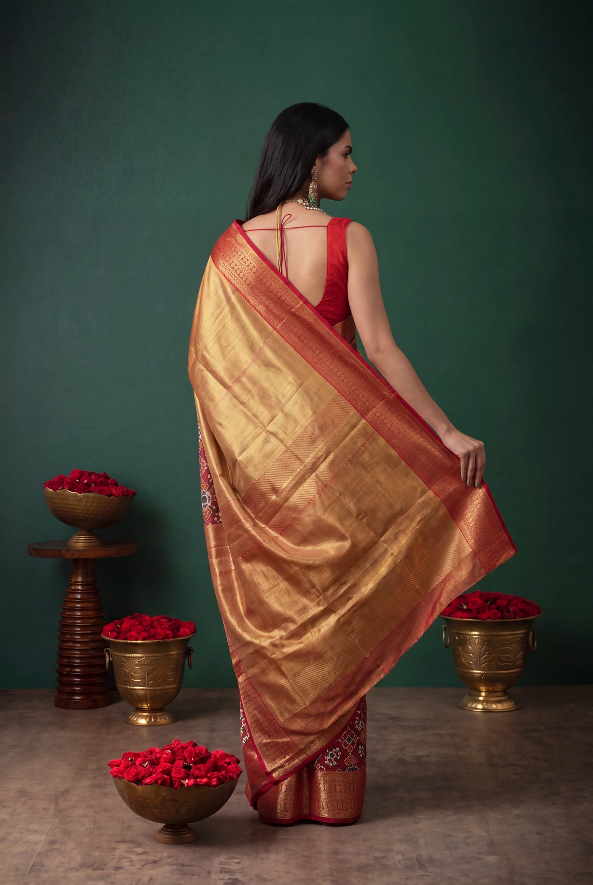 Gold Kanchivaram Tissue Silk Saree - Mokshaa