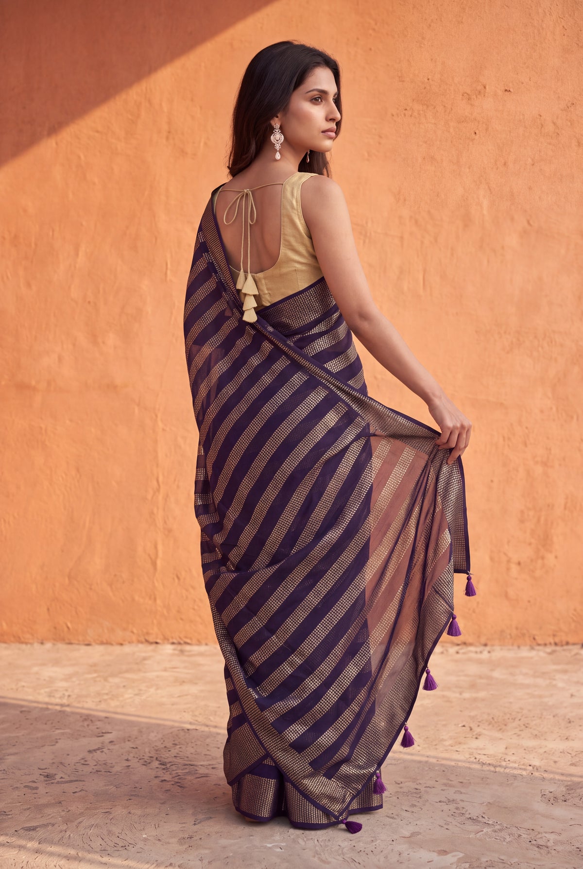 Purple Georgette Saree - Mokshaa