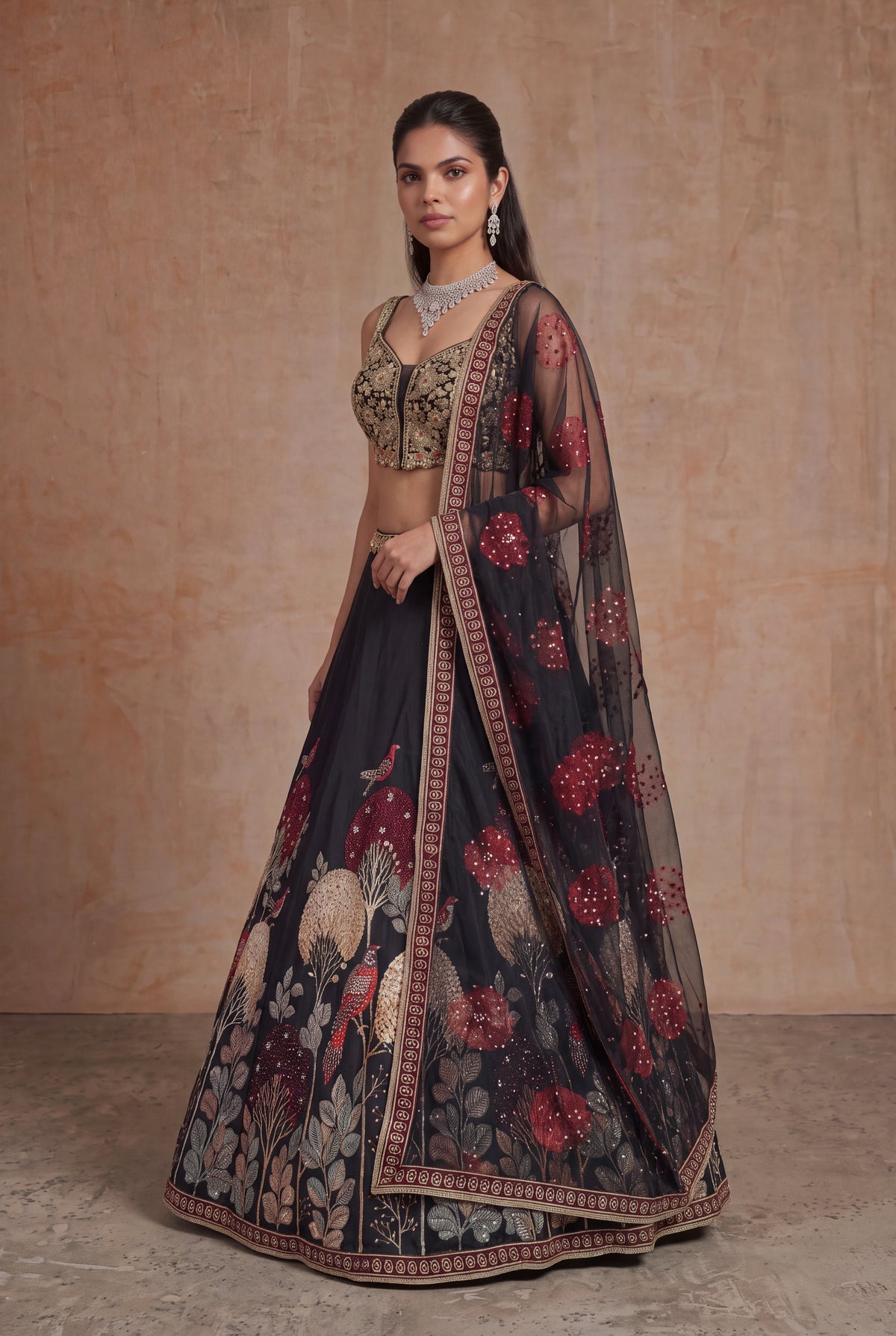 Black Silk Lehenga - Mokshaa