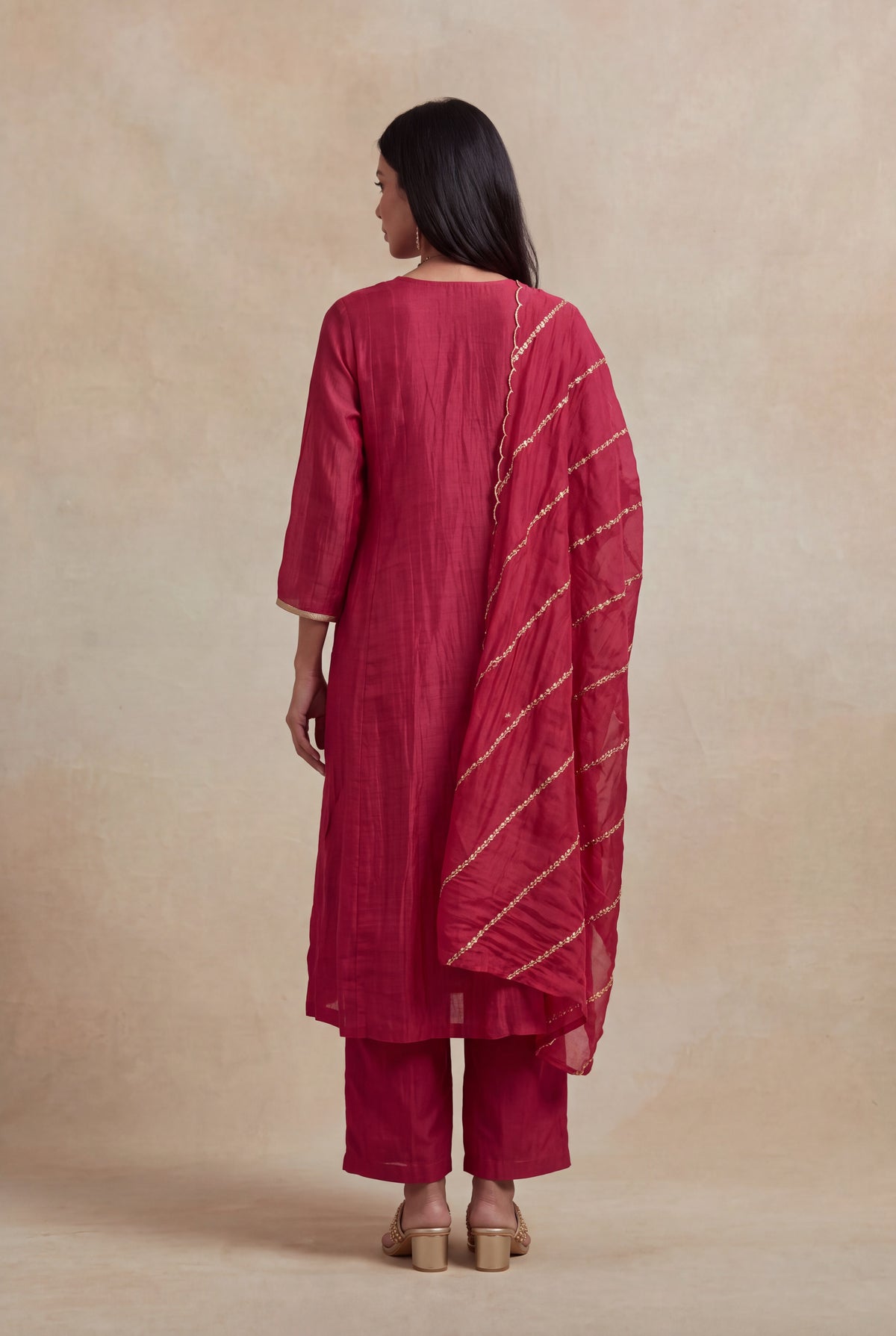 Rani Pink Mul salwar set - Mokshaa