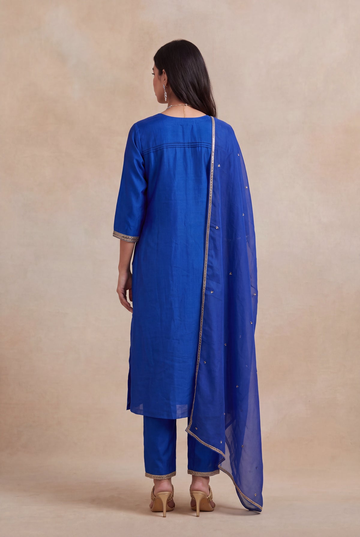 Royal Blue Silk Salwar Set - Mokshaa