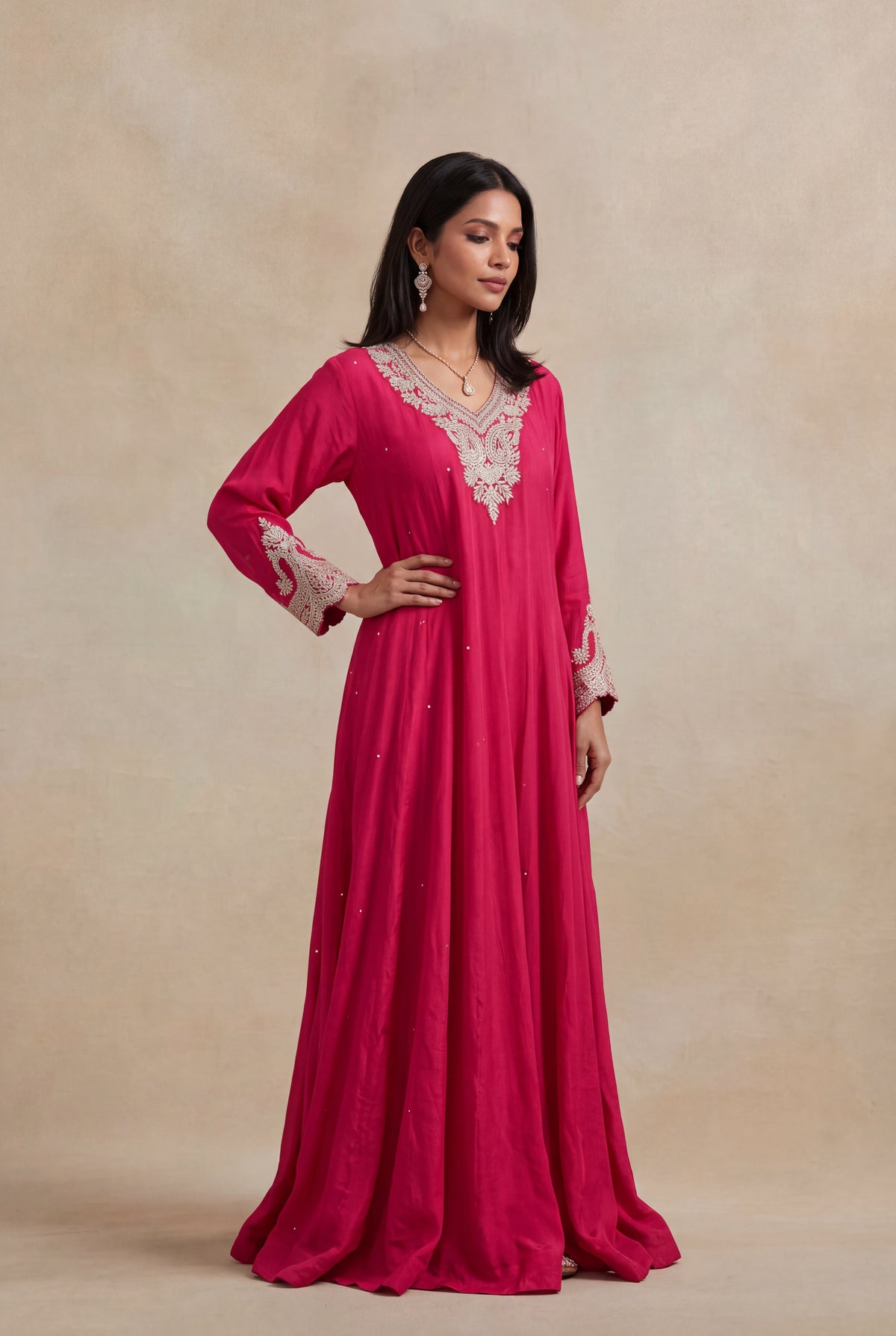 Rani Pink Georgette Anarkali - Mokshaa