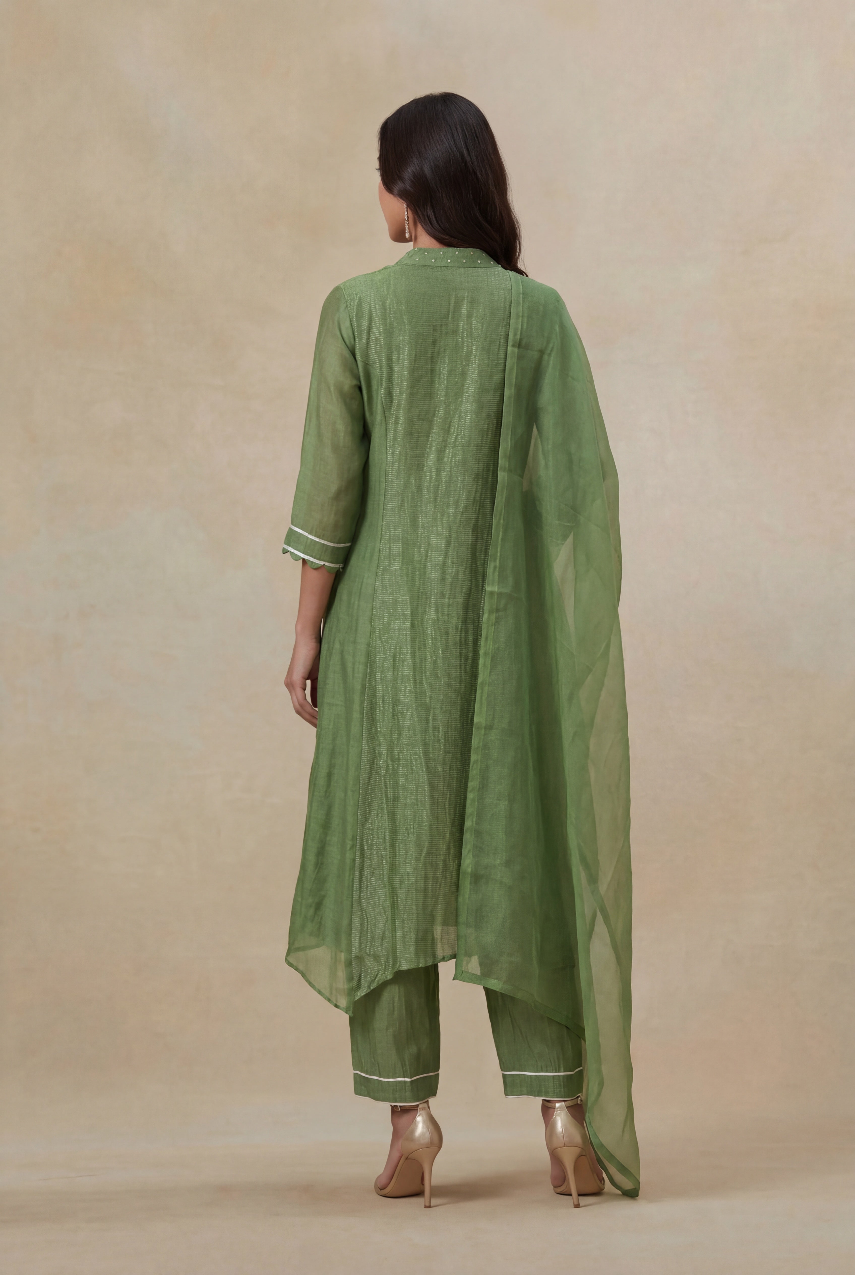Olive Green Tissue Salwar Set