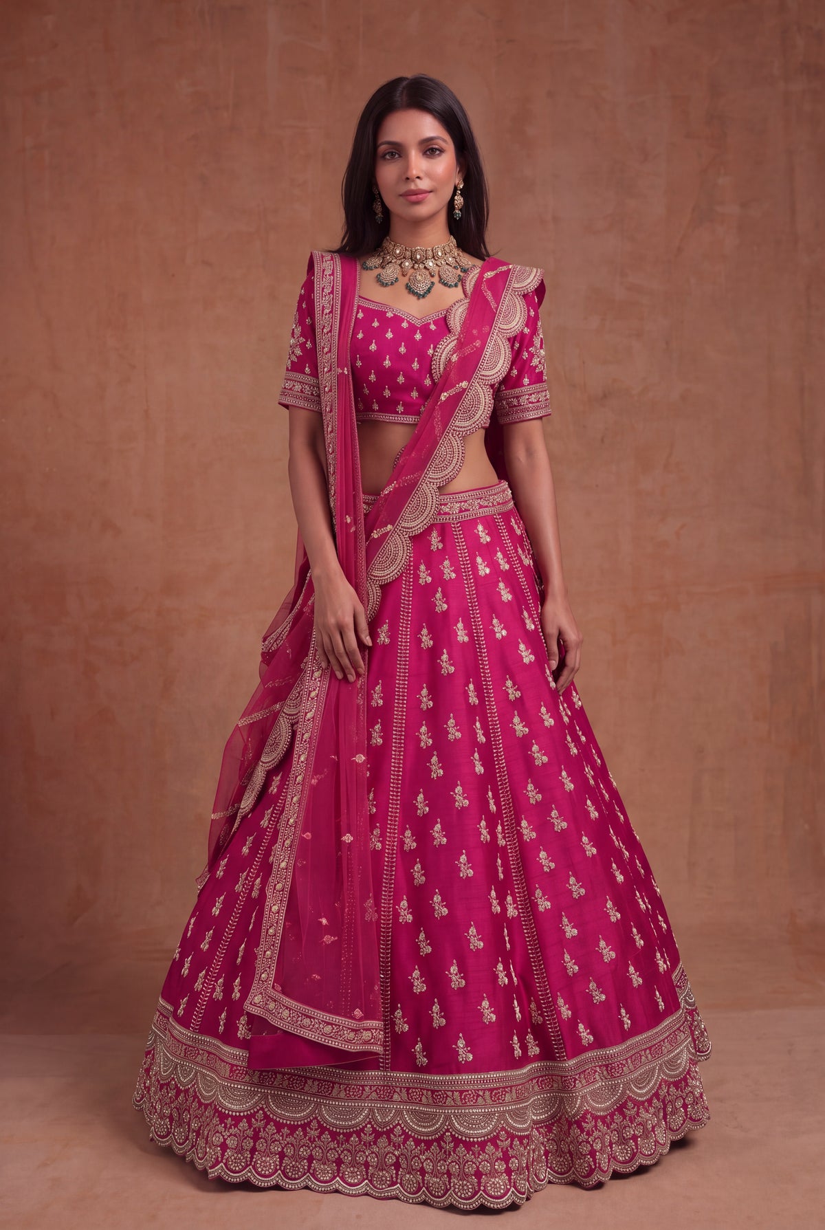 Rani Pink Raw Silk Lehenga - Mokshaa