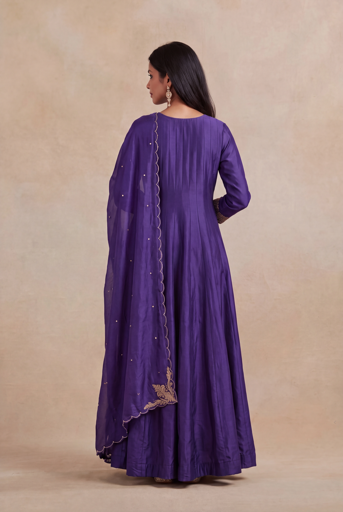 Purple Raw Silk Anarkali Set - Mokshaa