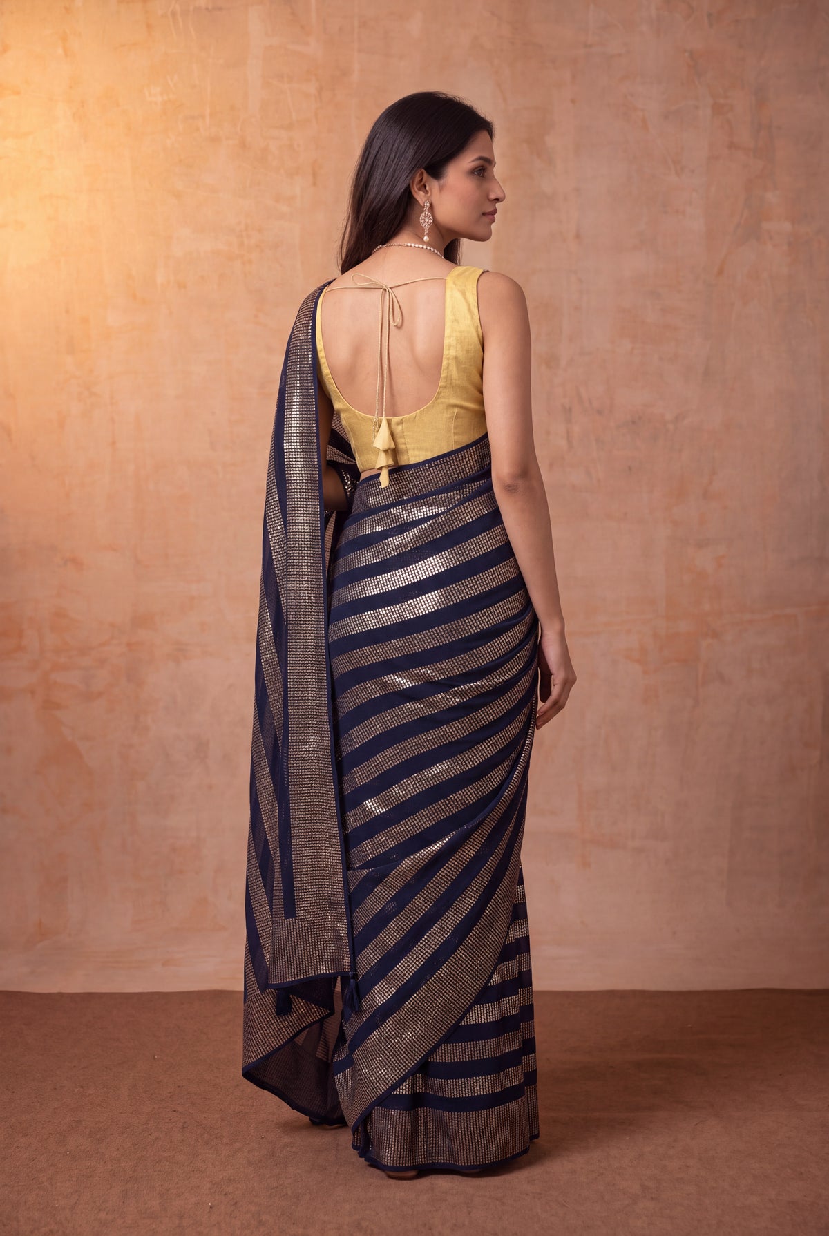 Navy Blue Georgette Saree - Mokshaa