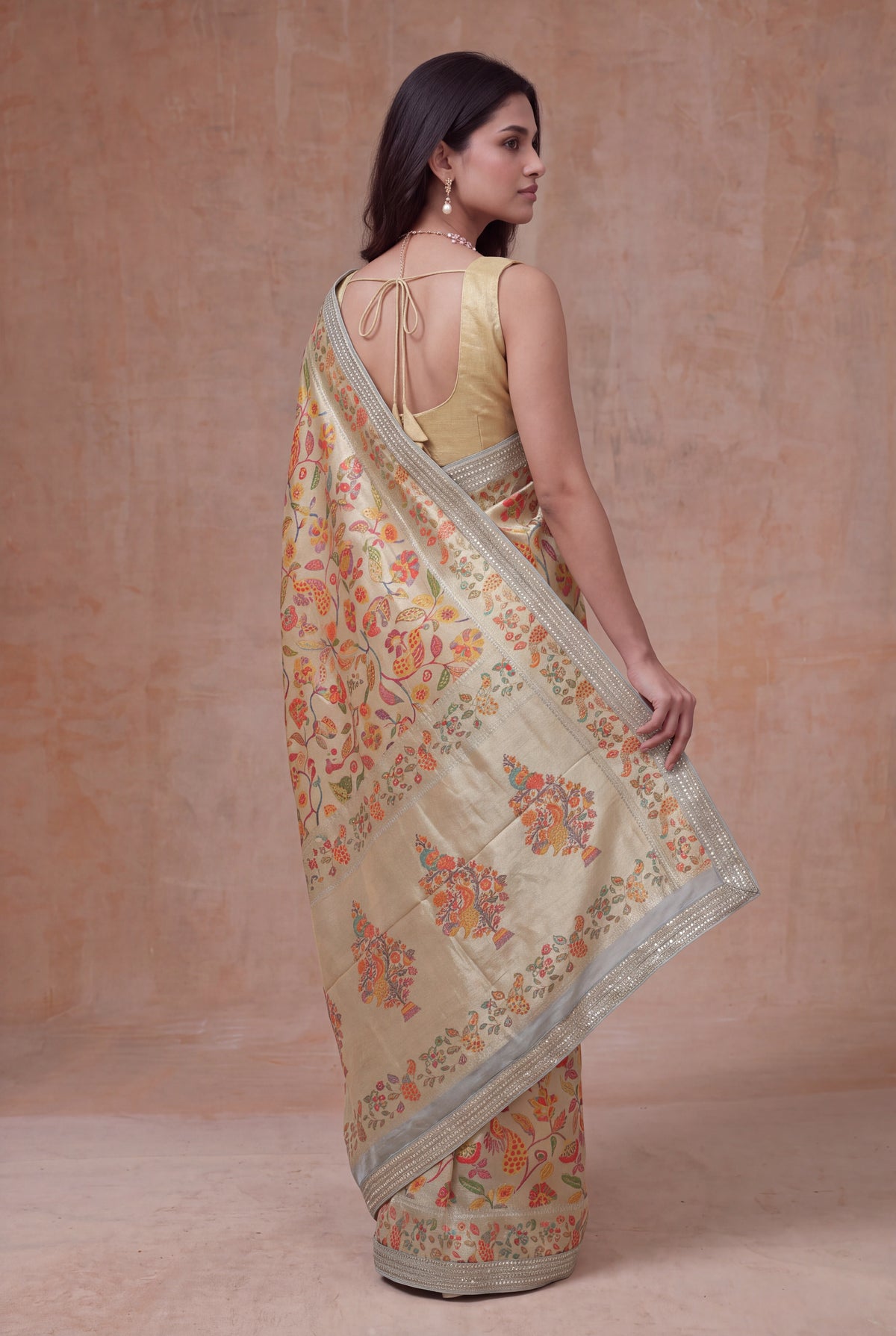Light Green Tissue Georgette Printed Saree - Mokshaa