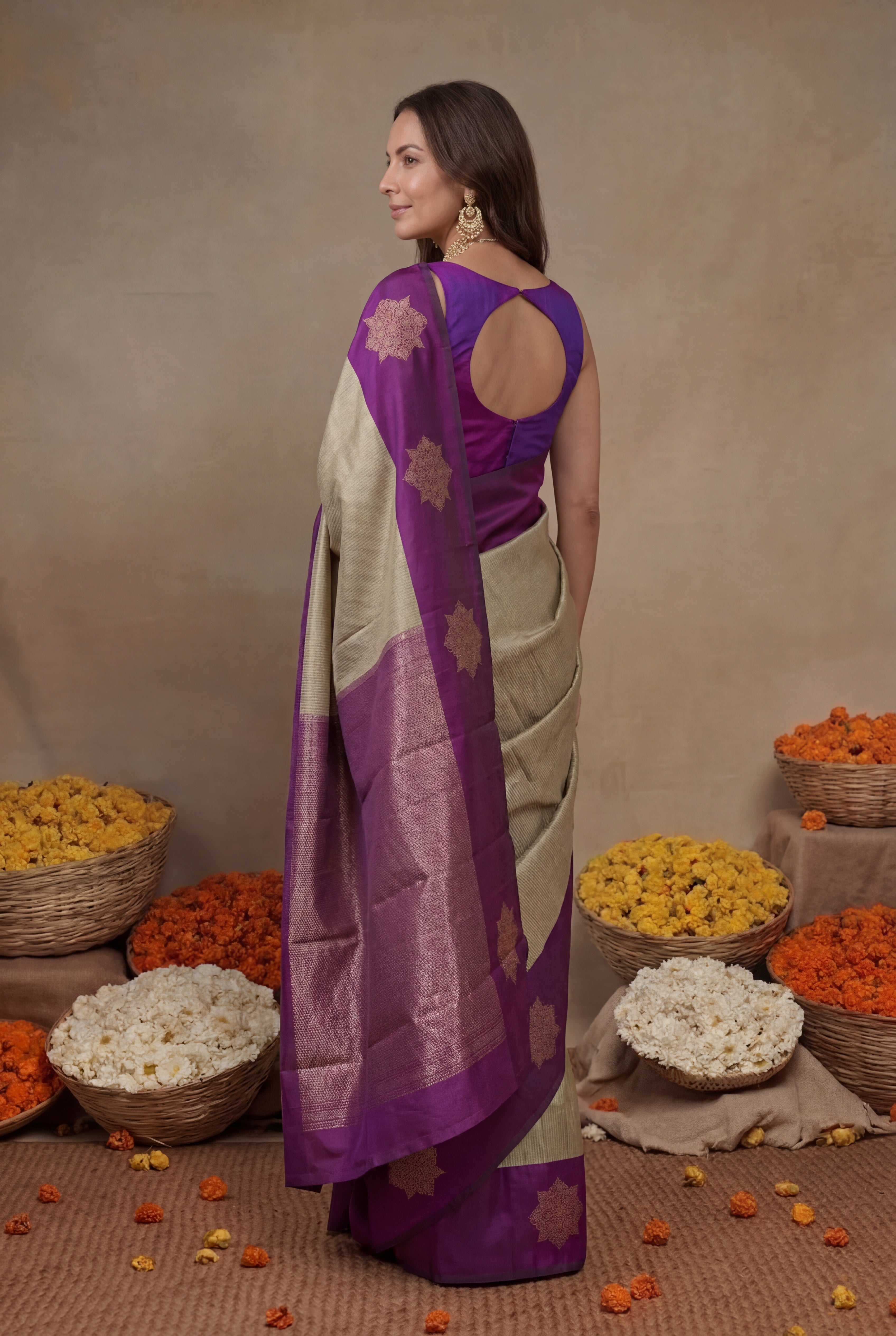 Dusty Gold Kanchivaram Silk Saree