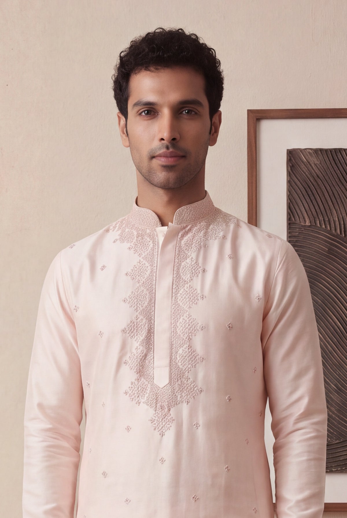 Peach Raw Silk Kurta Pant Set - Mokshaa