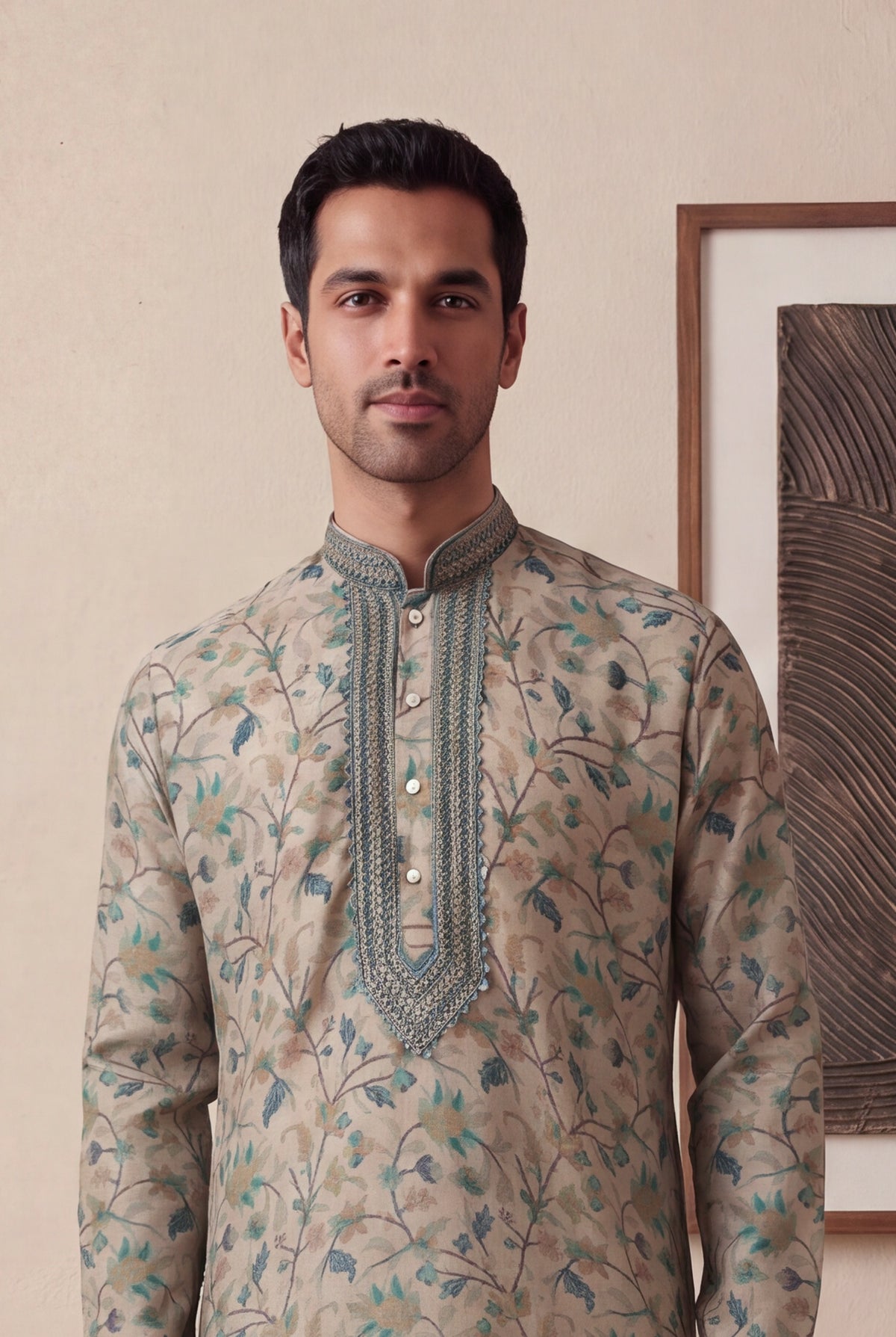 Multicolour Kalamkari Printed Silk Kurta Pant Set - Mokshaa