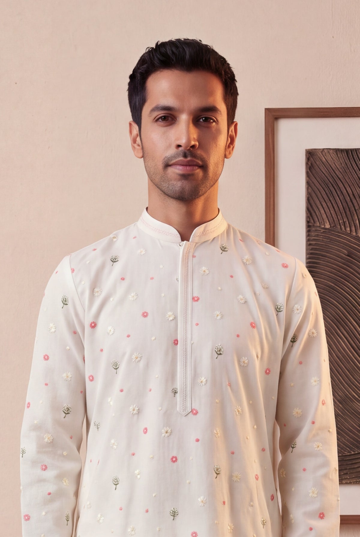 Off White Linen Kurta Set - Mokshaa