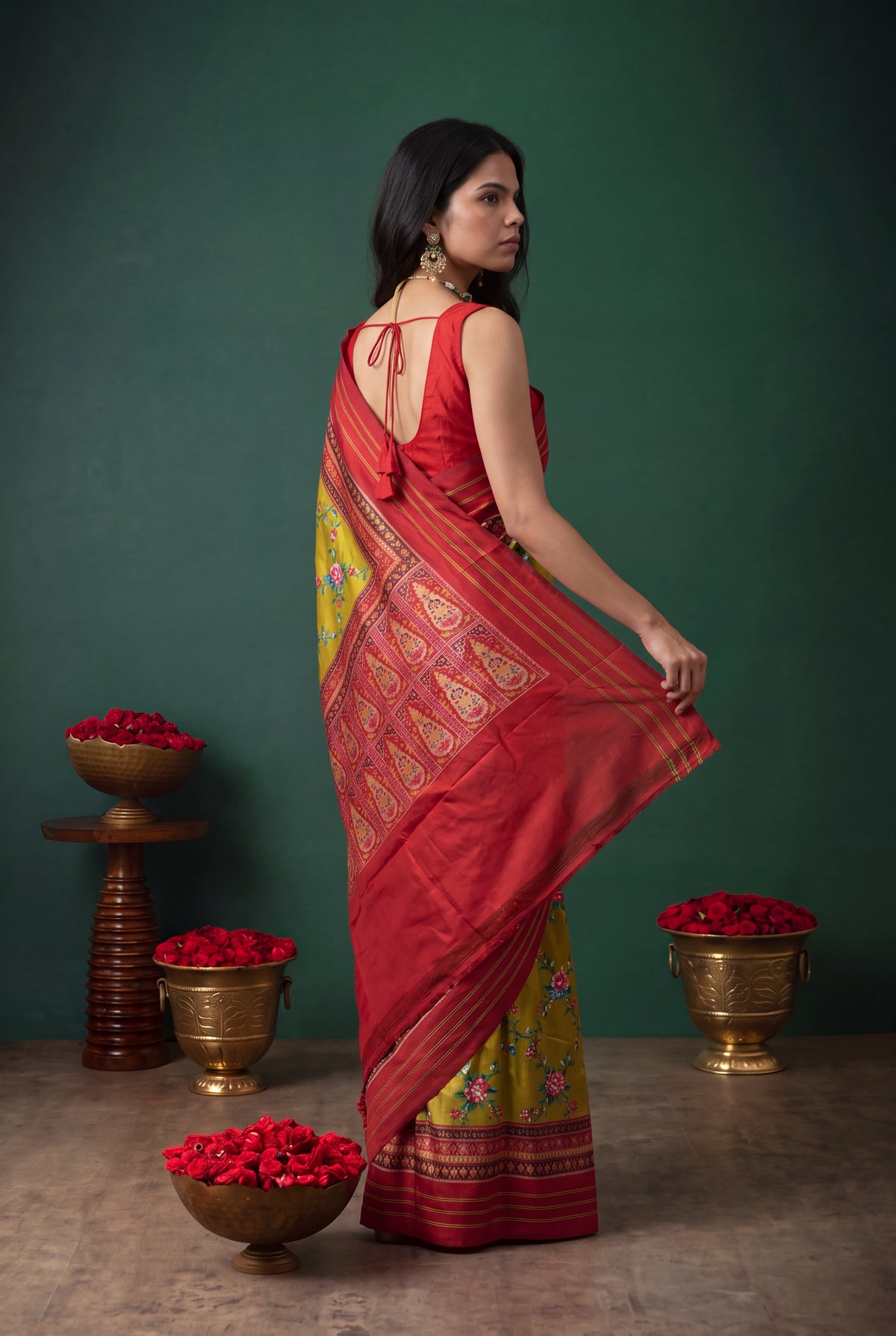 Light Green Patola Silk Saree - Mokshaa
