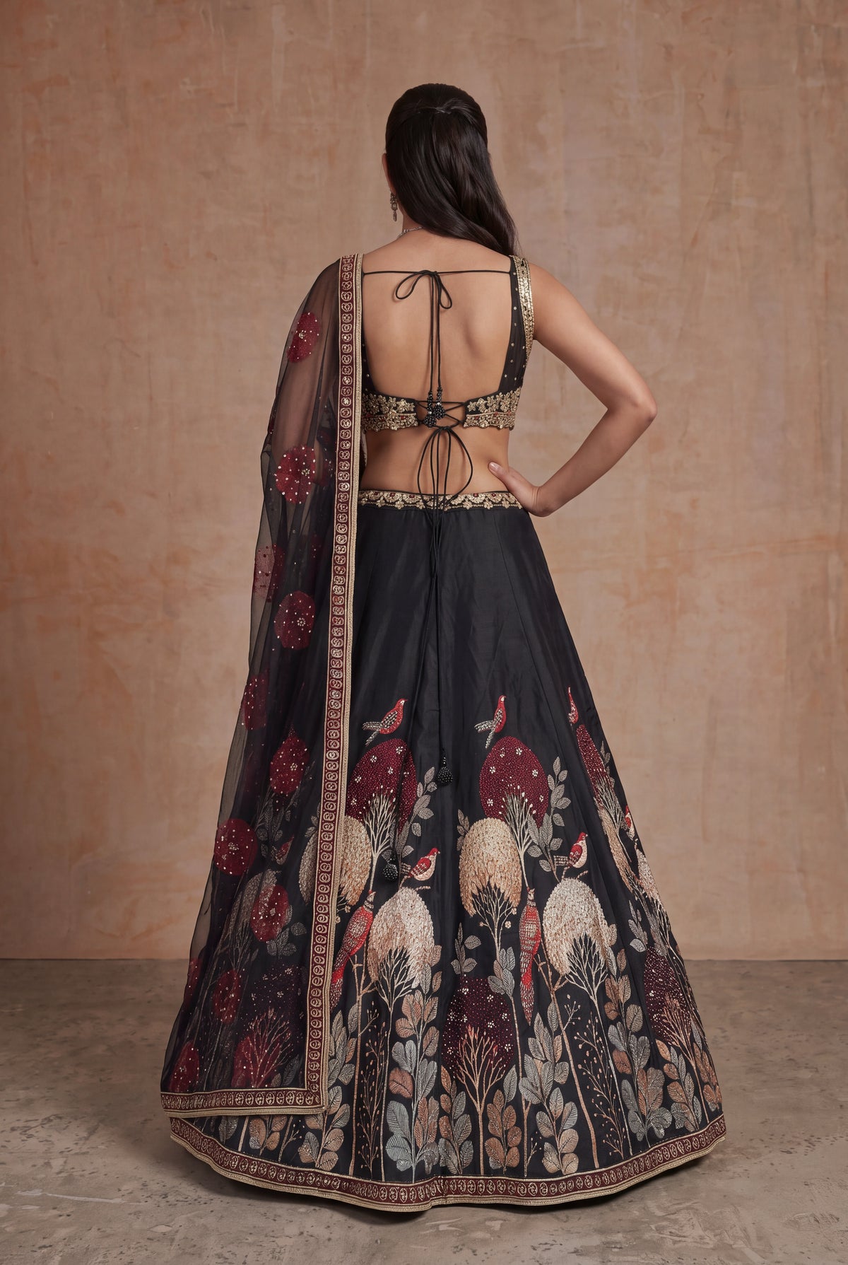 Black Silk Lehenga - Mokshaa