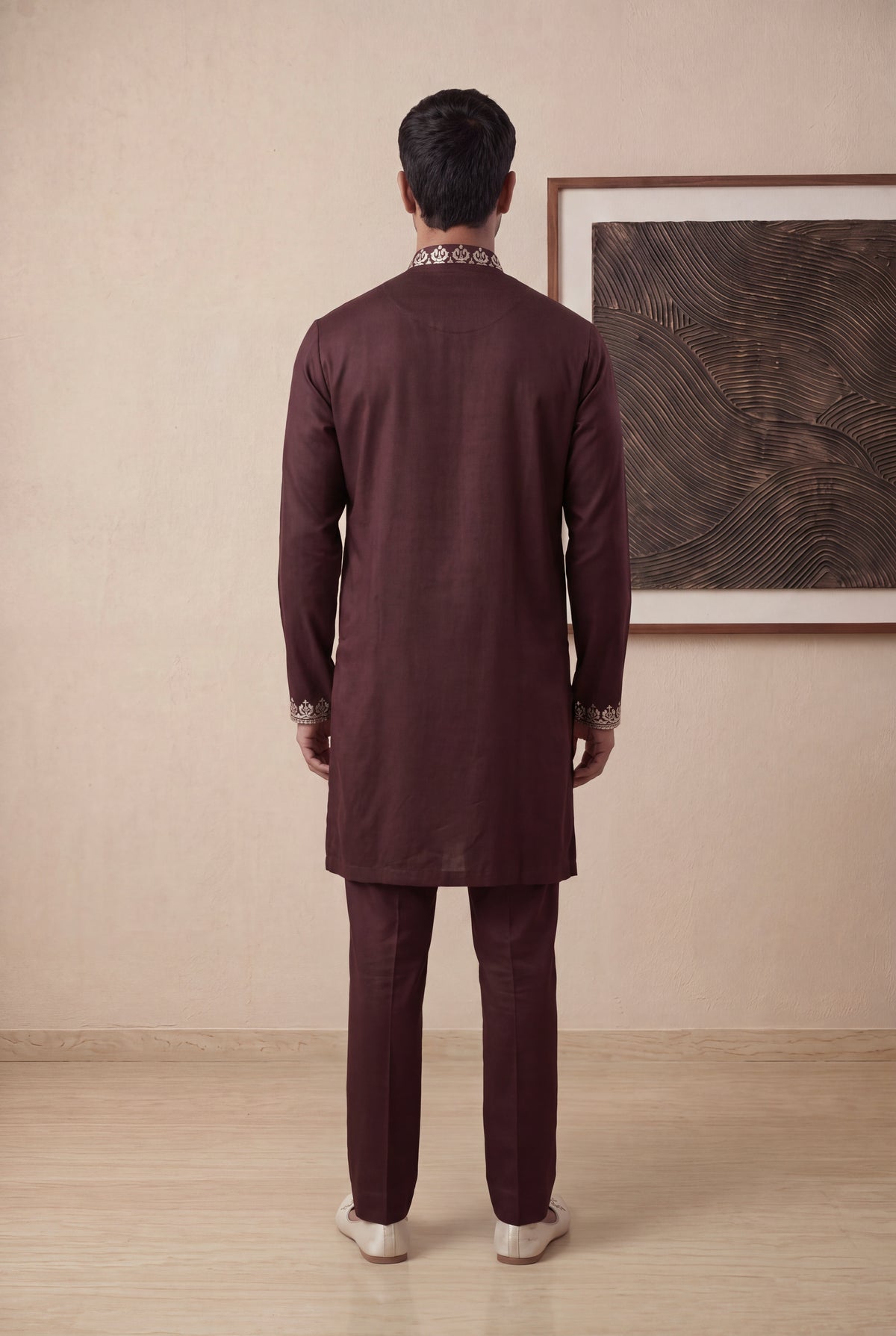 Maroon Nysa Silk Kurta Pant Set - Mokshaa