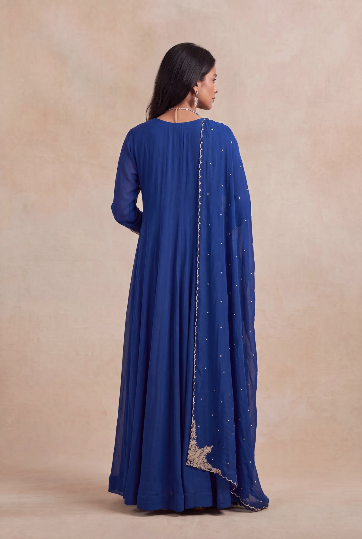 Royal Blue Georgette Anarkali Suit - Mokshaa