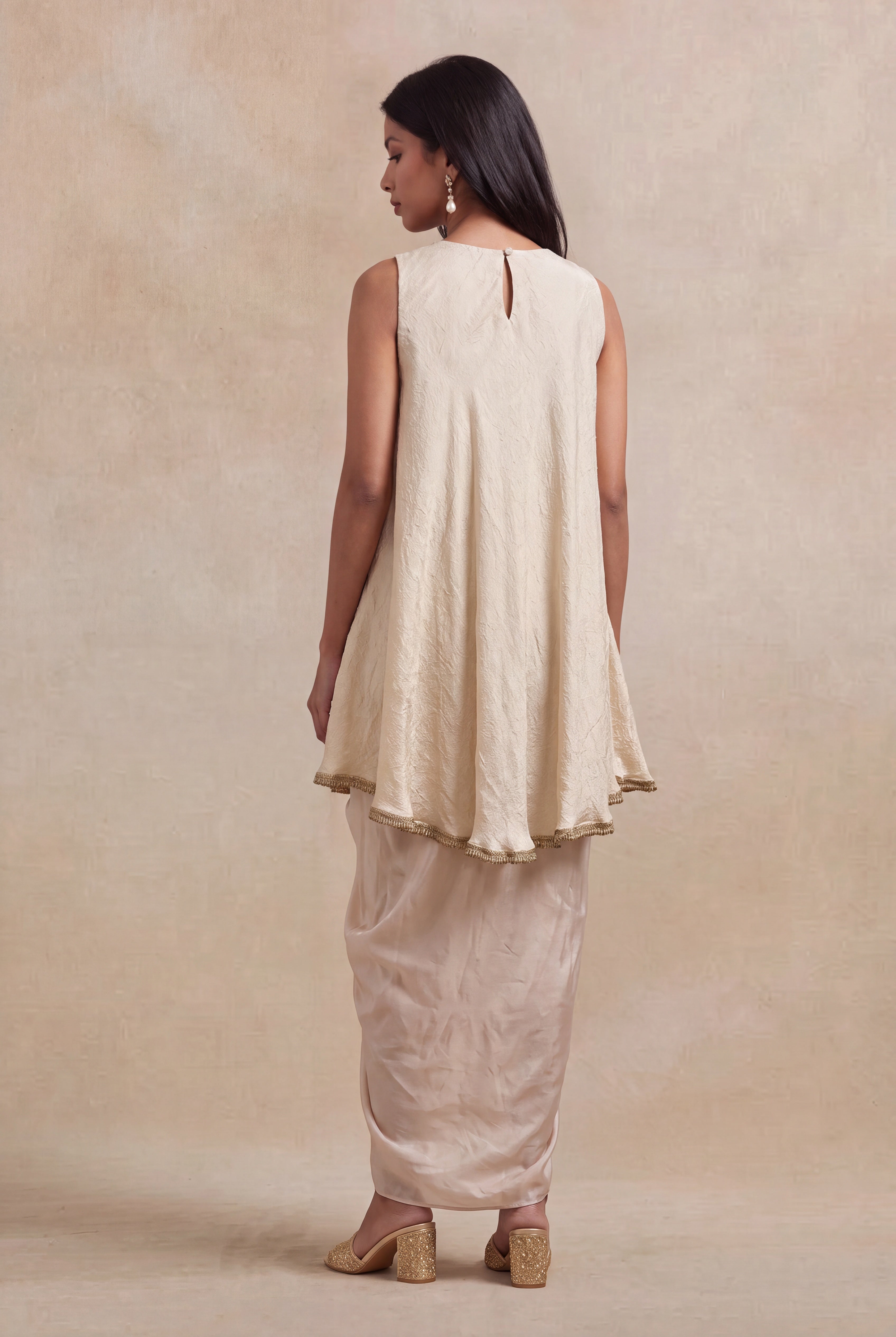 Ivory Crush Silk Indo-Western Dhoti Set