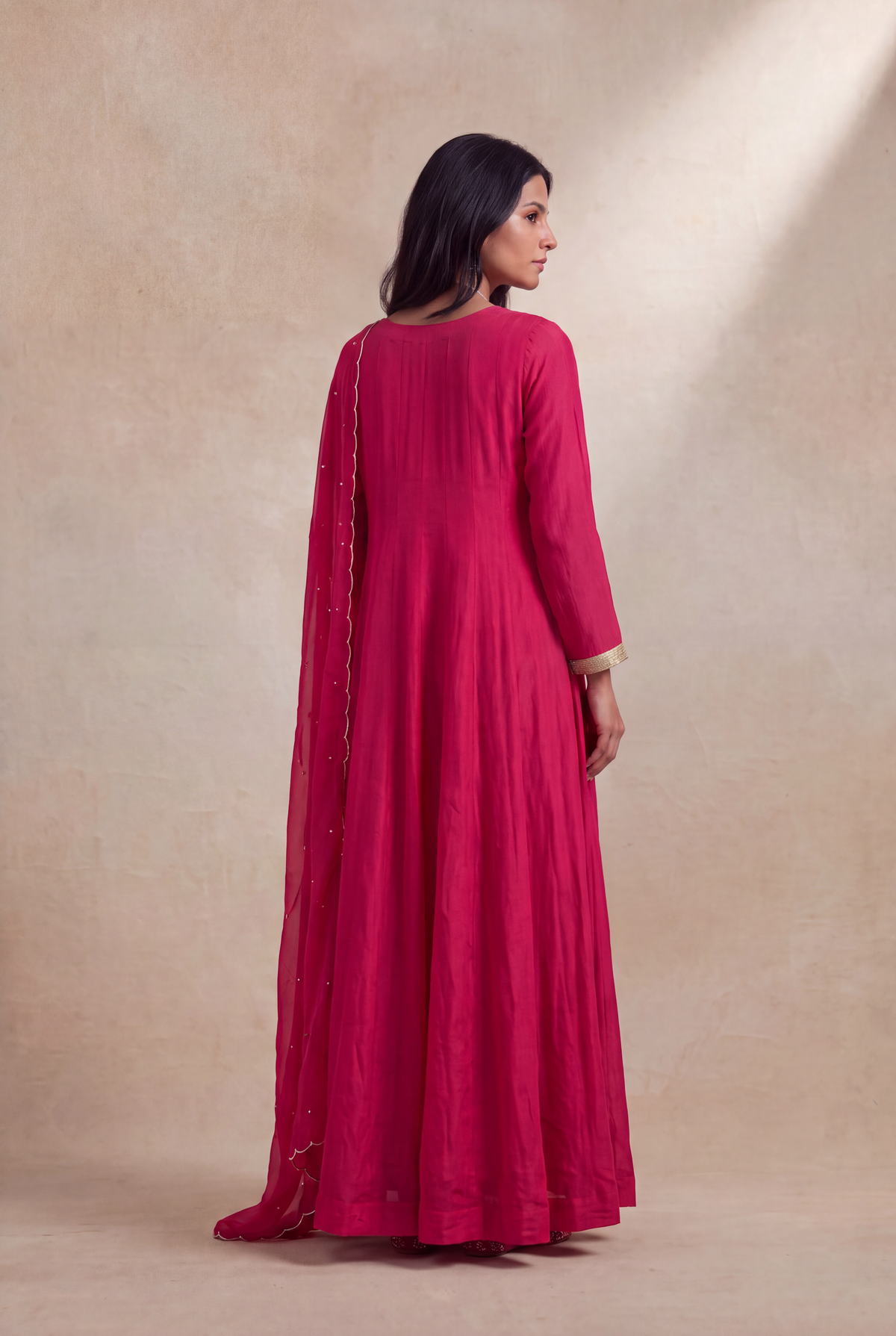 Rani Pink Georgette Anarkali - Mokshaa