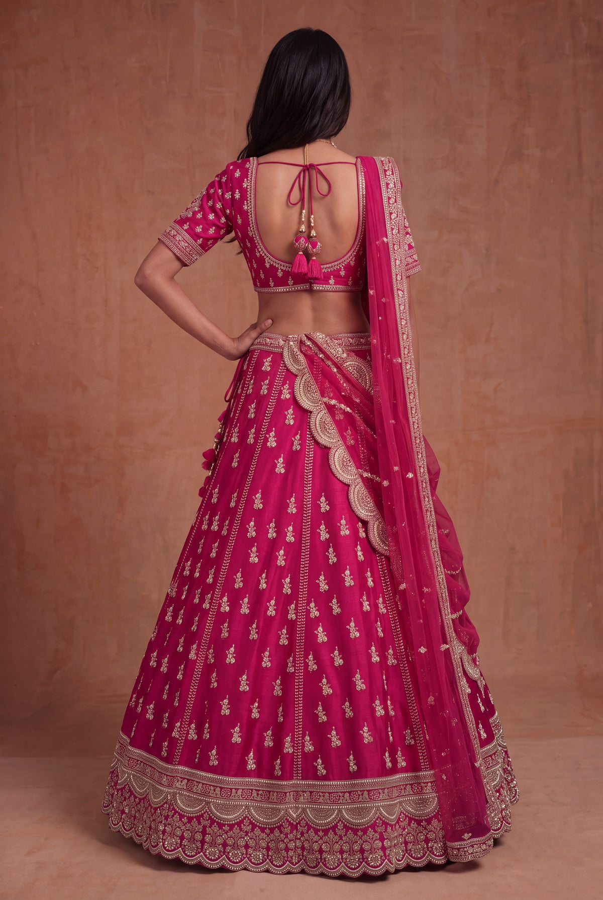 Rani Pink Raw Silk Lehenga - Mokshaa