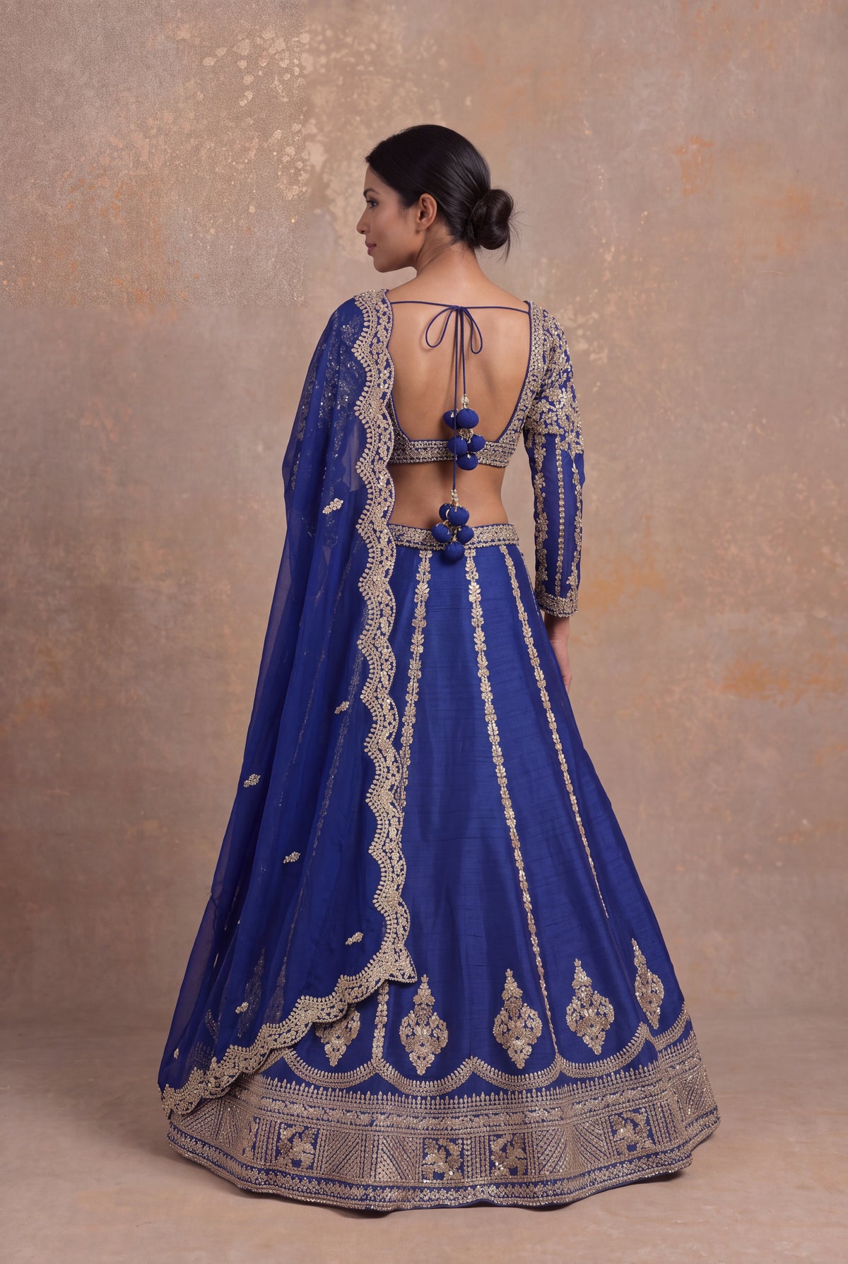 Royal Blue Raw Silk Lehenga - Mokshaa