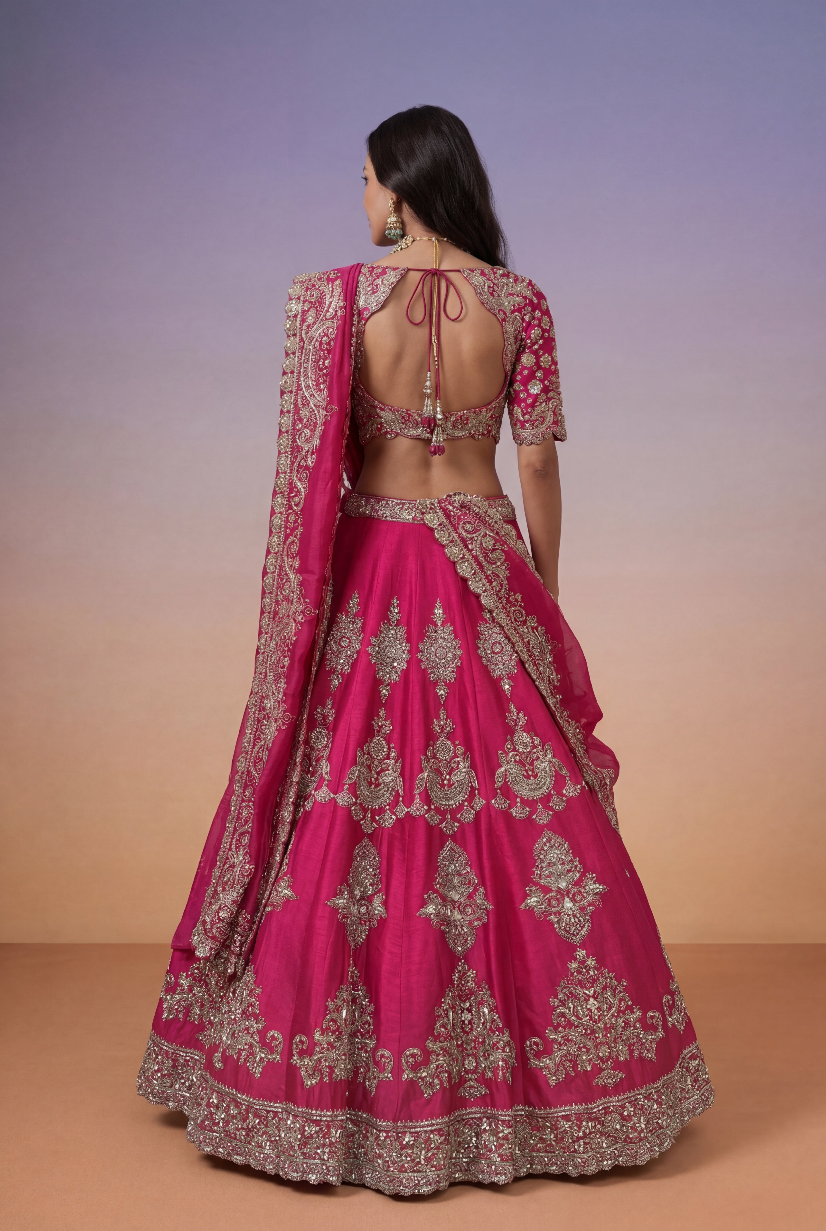 Rani Pink Raw Silk Bridal Lehenga