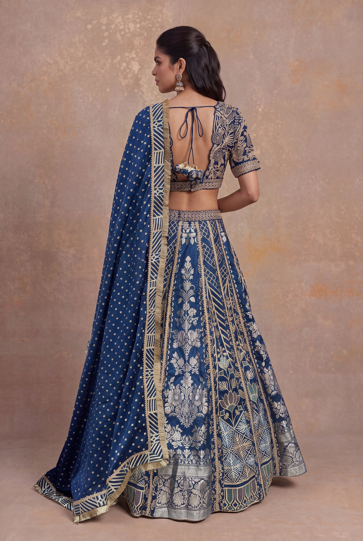 Royal Blue Banarasi Lehenga - Mokshaa