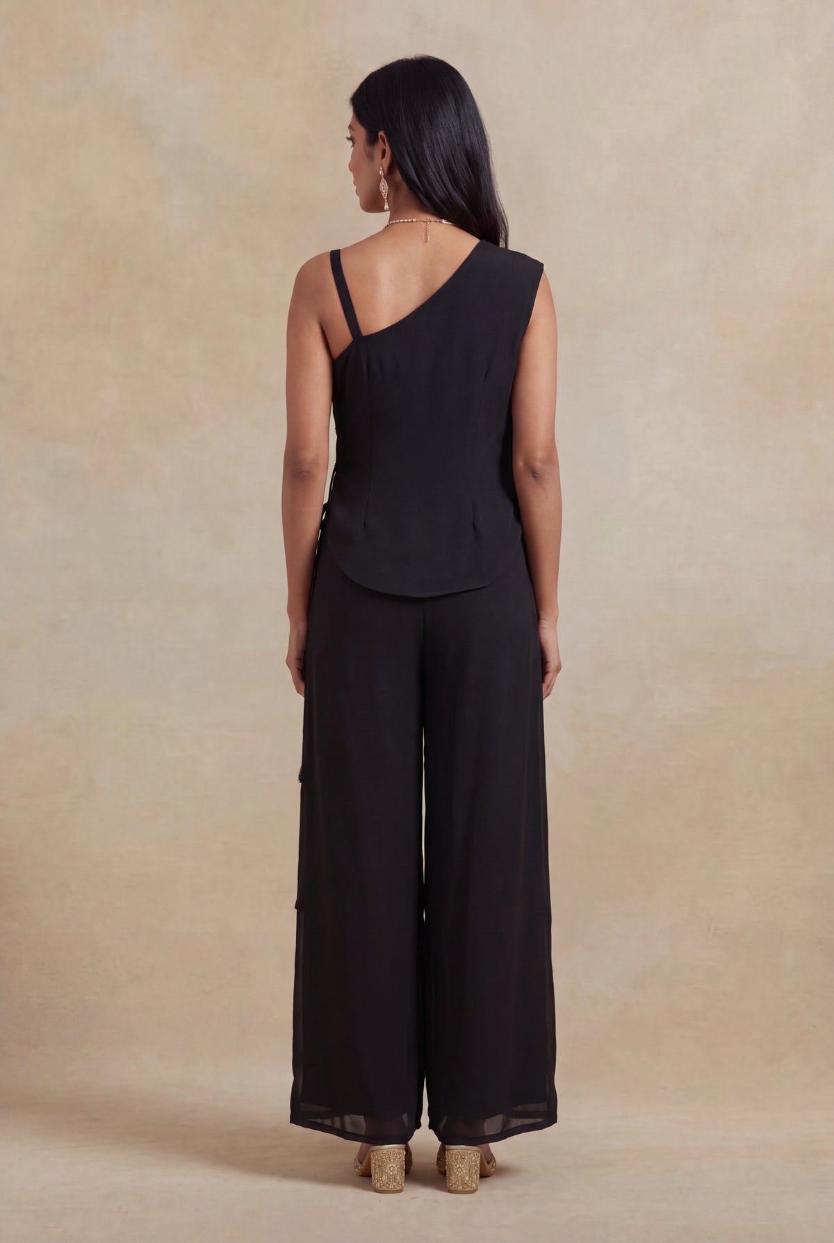 Black One-Shoulder Jumpsuit - Mokshaa