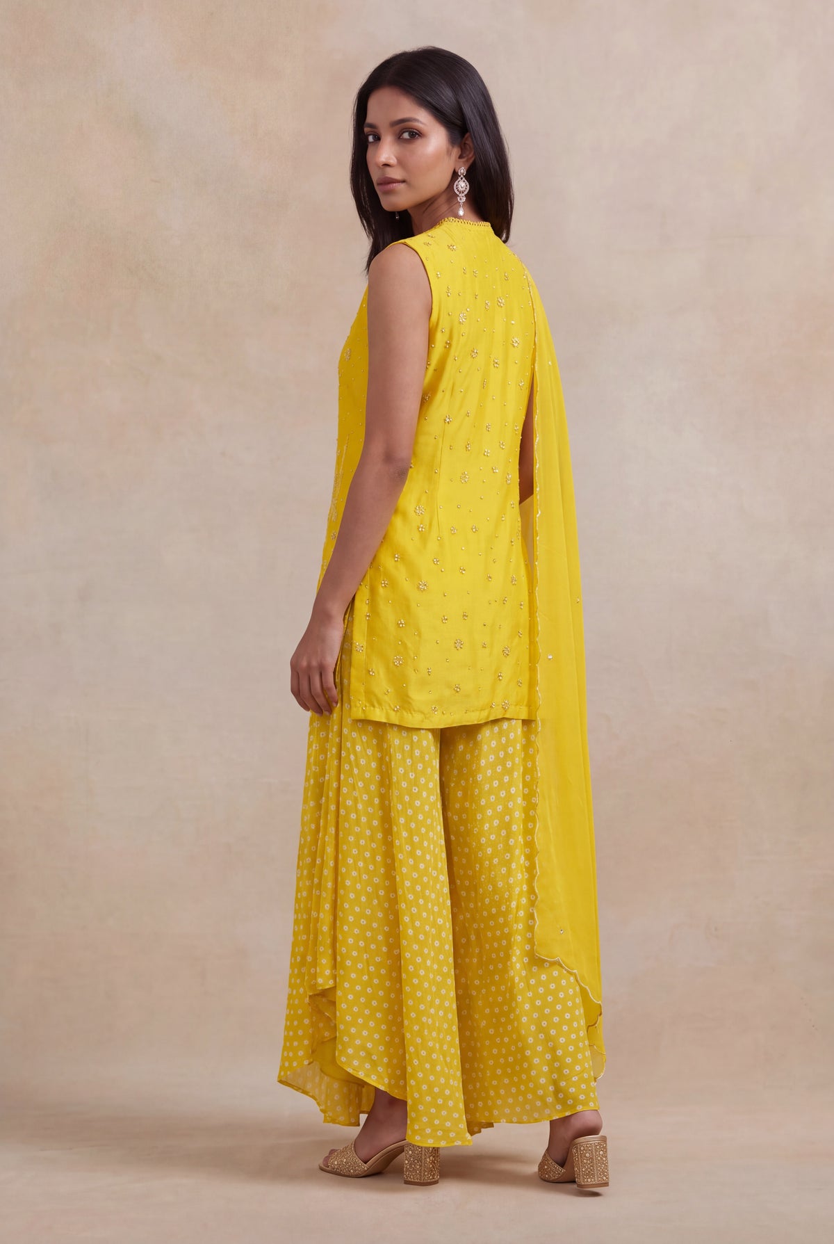 Sunshine Yellow Silk Palazzo Set - Mokshaa