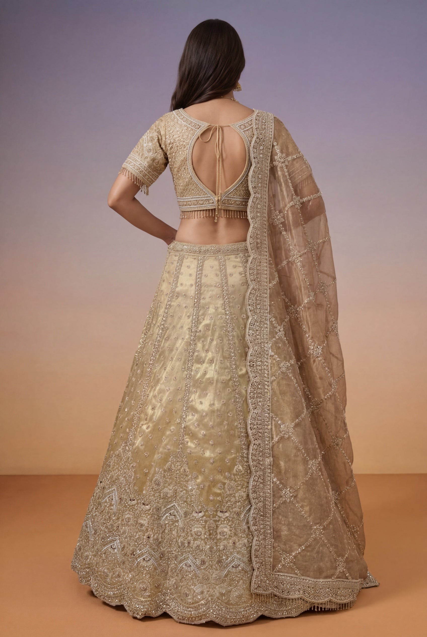 Gold Tissue Bridal Lehenga