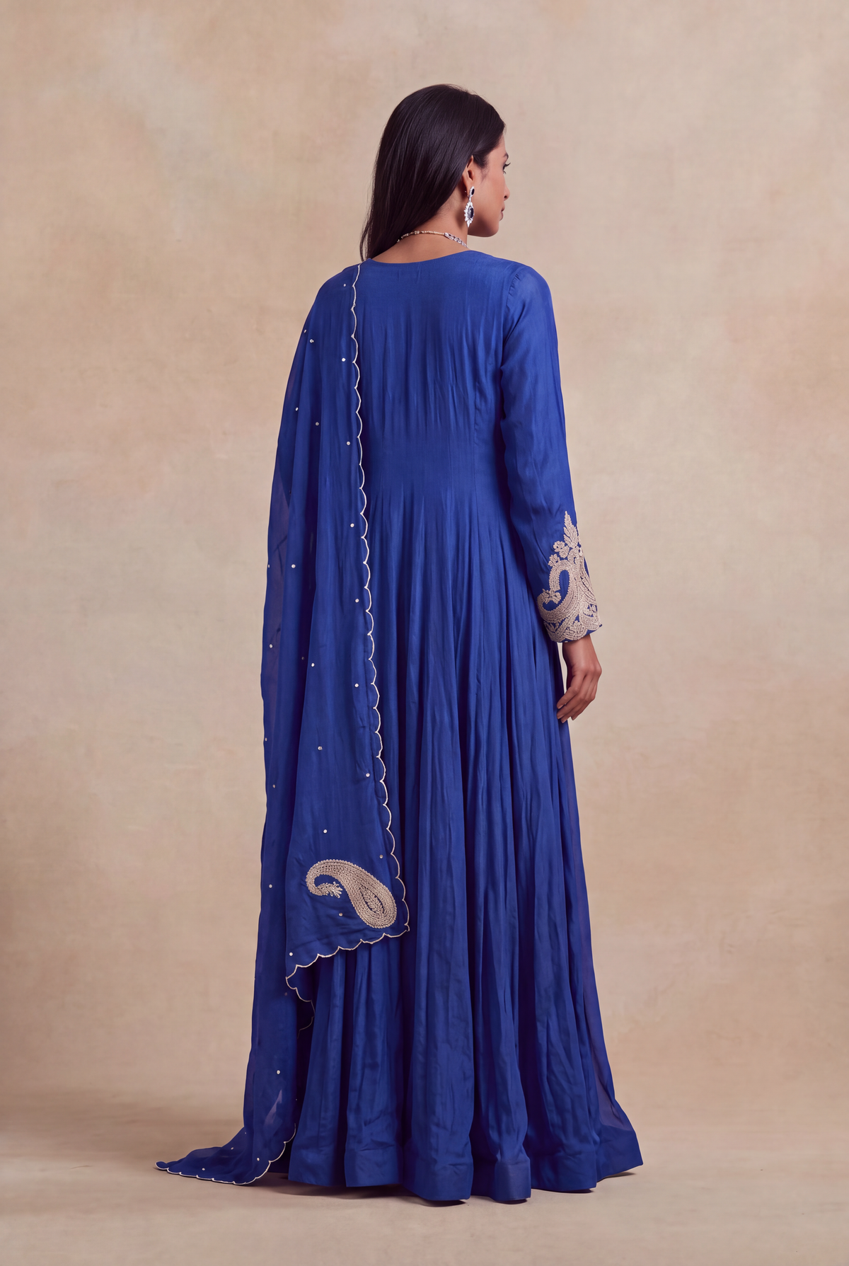 Royal Blue Georgette Anarkali - Mokshaa