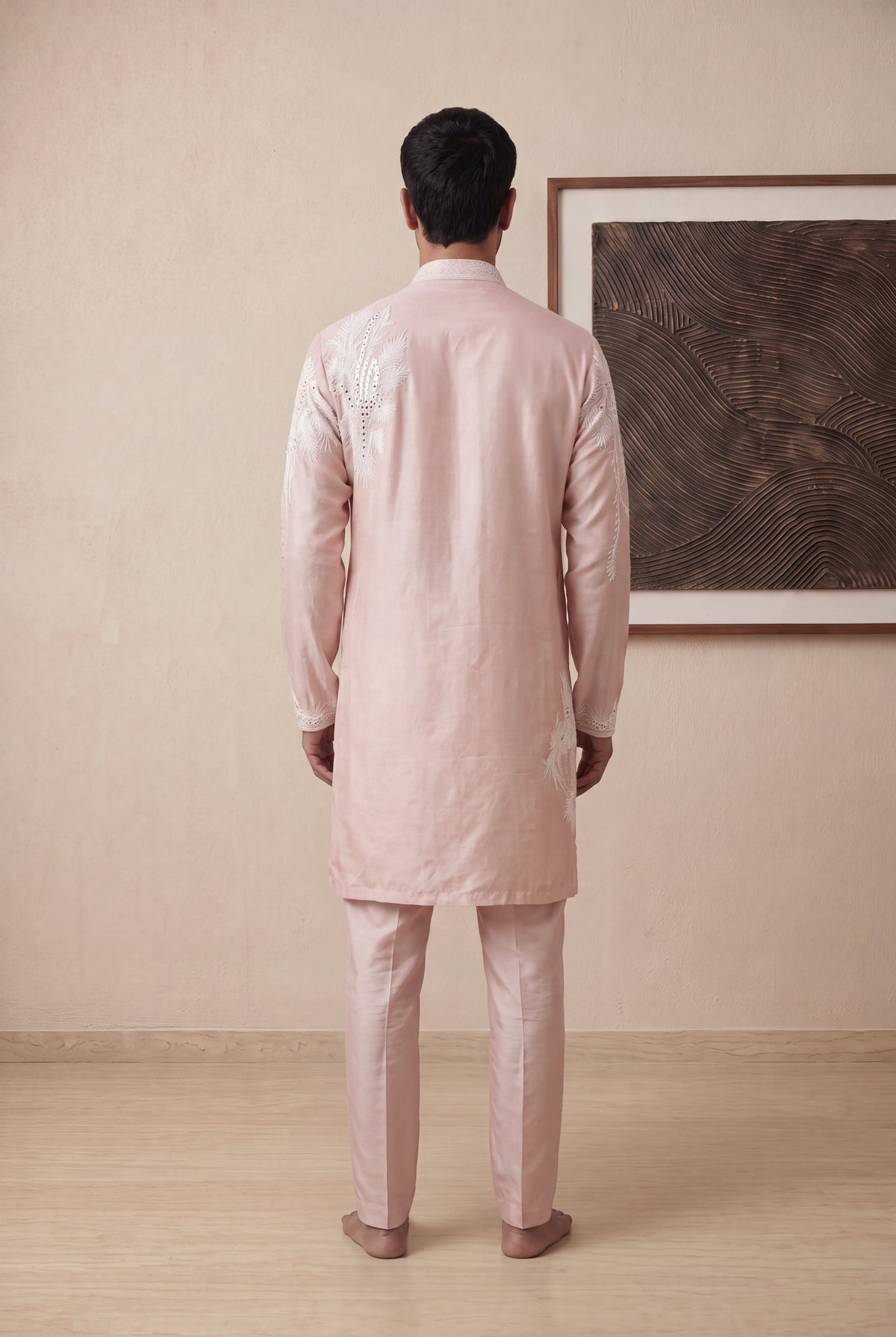 Peach Raw Silk Kurta Pant Set - Mokshaa