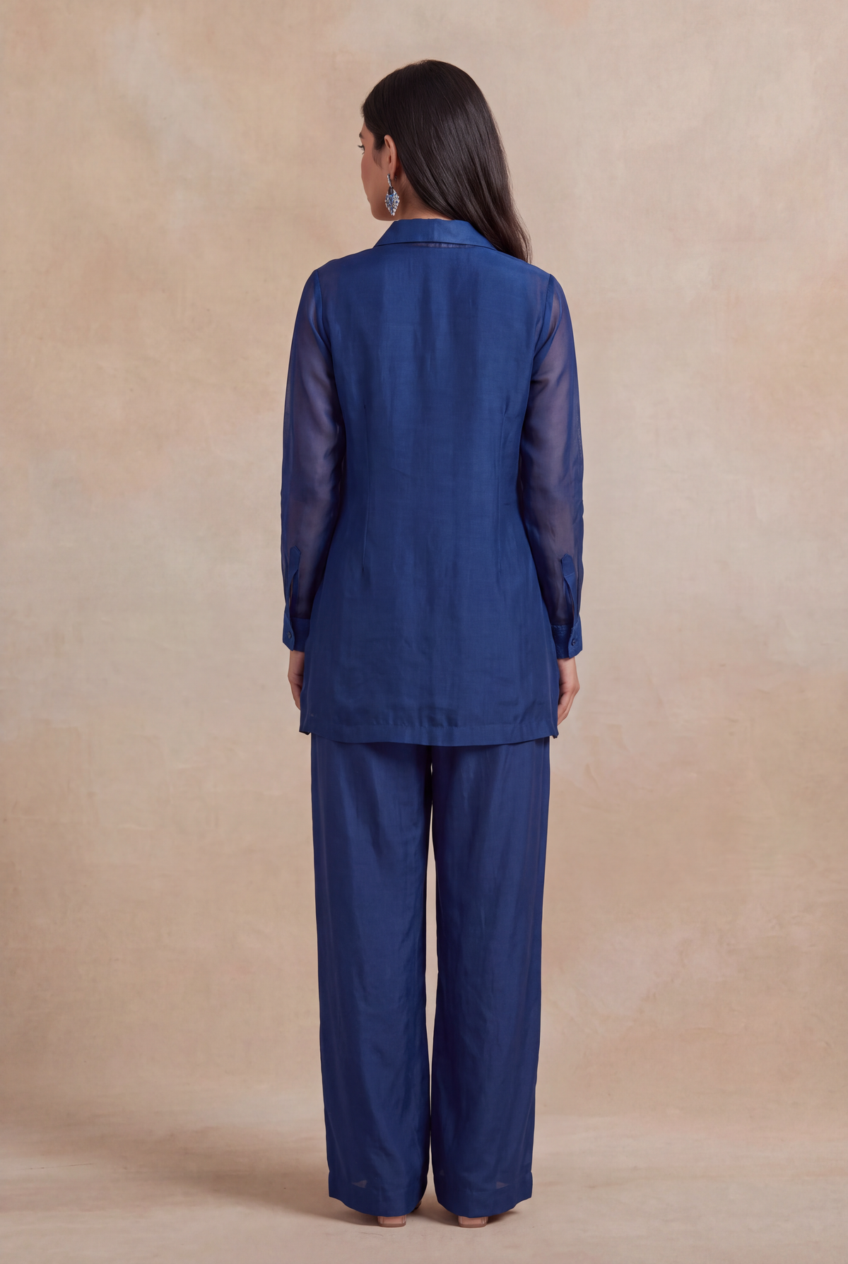 Royal Blue Organza Co-ord Set - Mokshaa