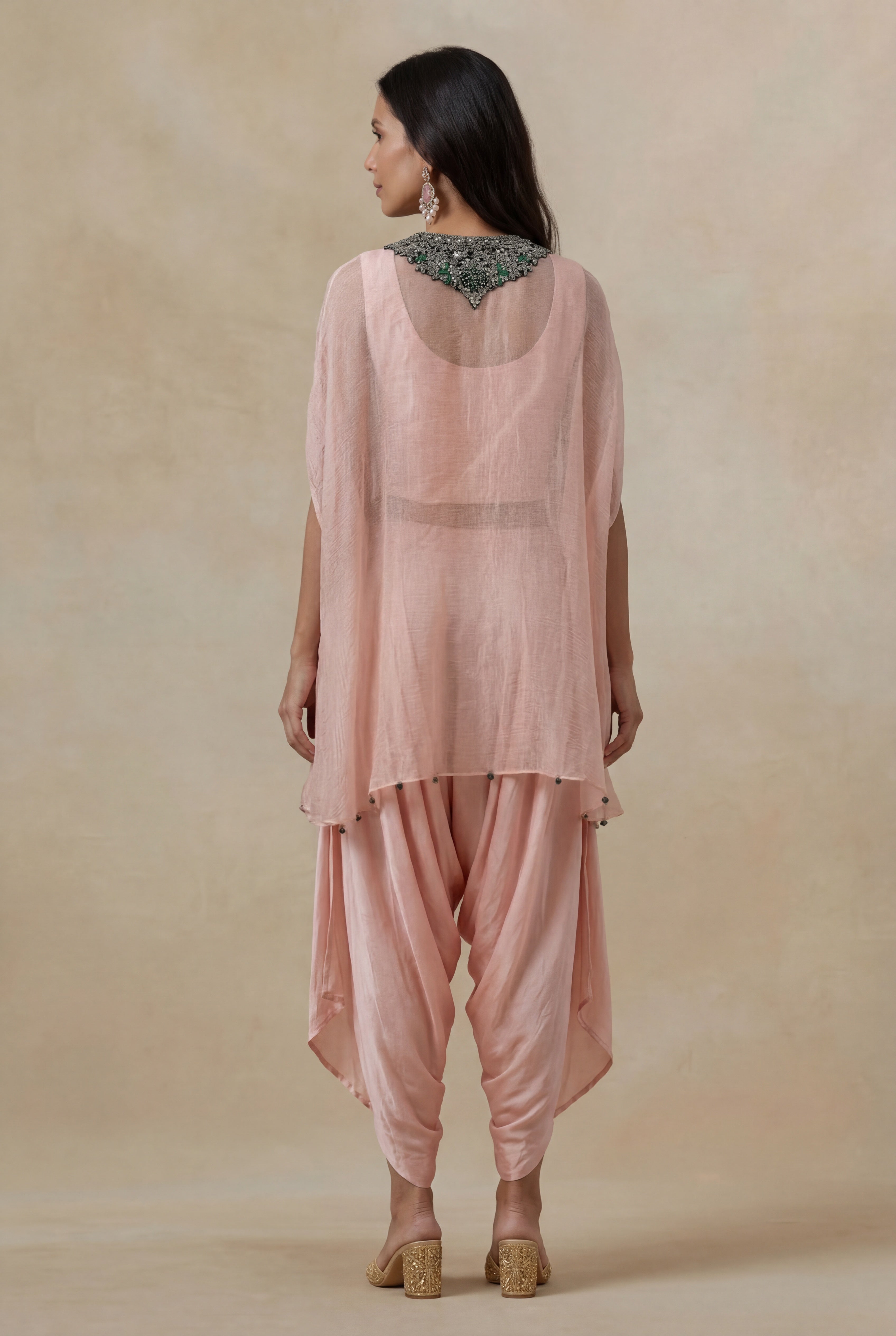 Blush Pink Organza Crush Indo-Western Set
