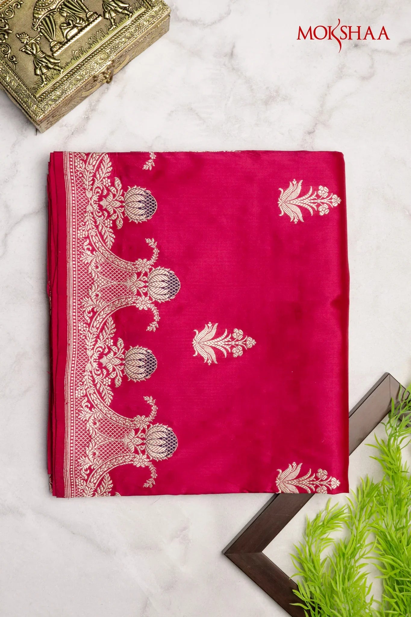 Magenta Pink Banarasi Silk Saree - Mokshaa
