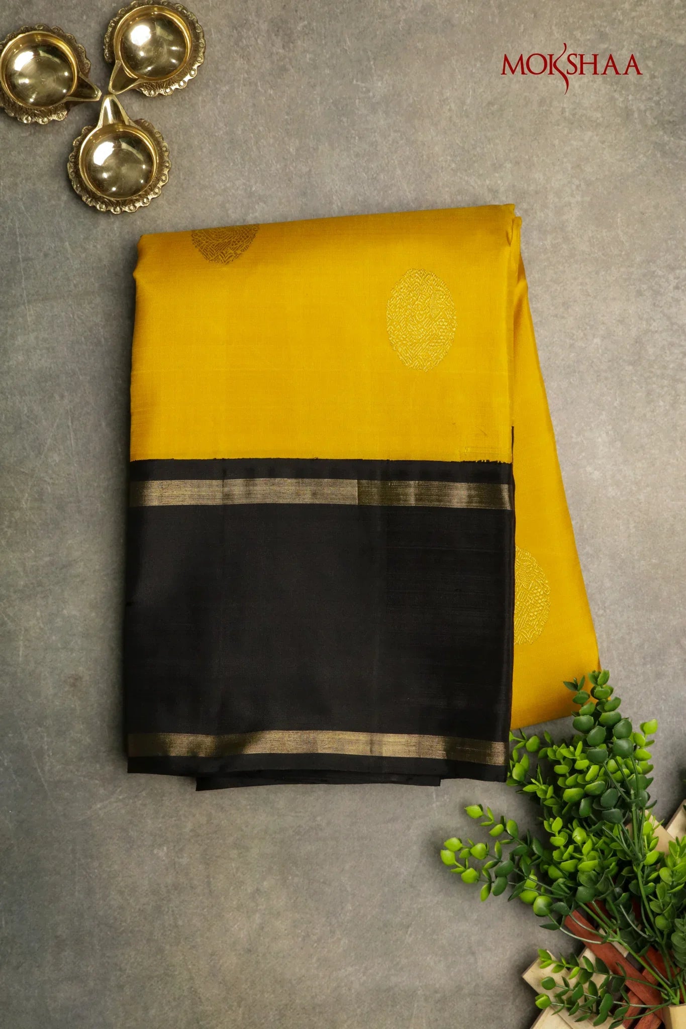 Mustard Kanchivaram Silk Saree - Mokshaa