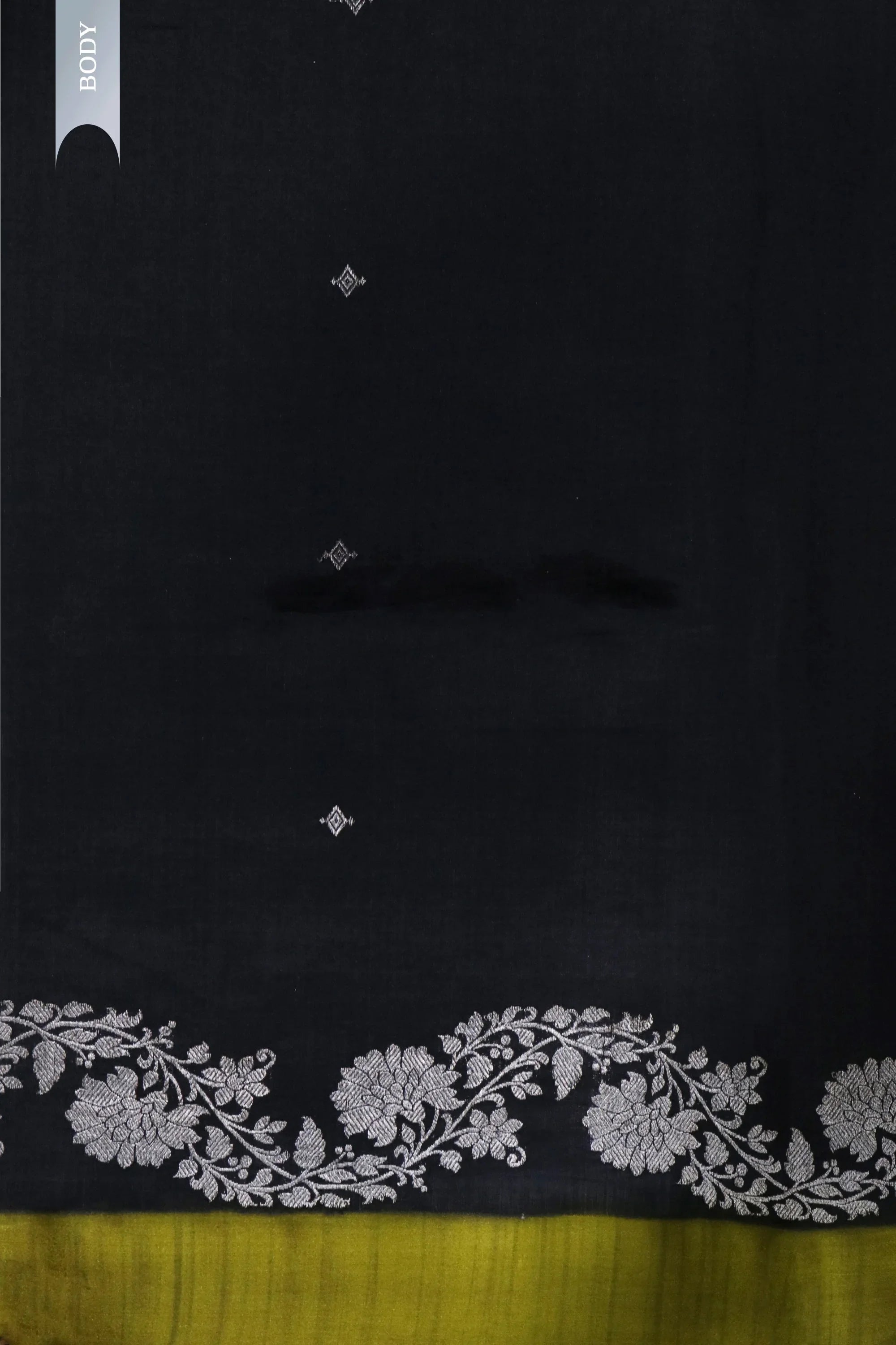 Black & Olive Banarasi Chanderi Silk Saree - Mokshaa