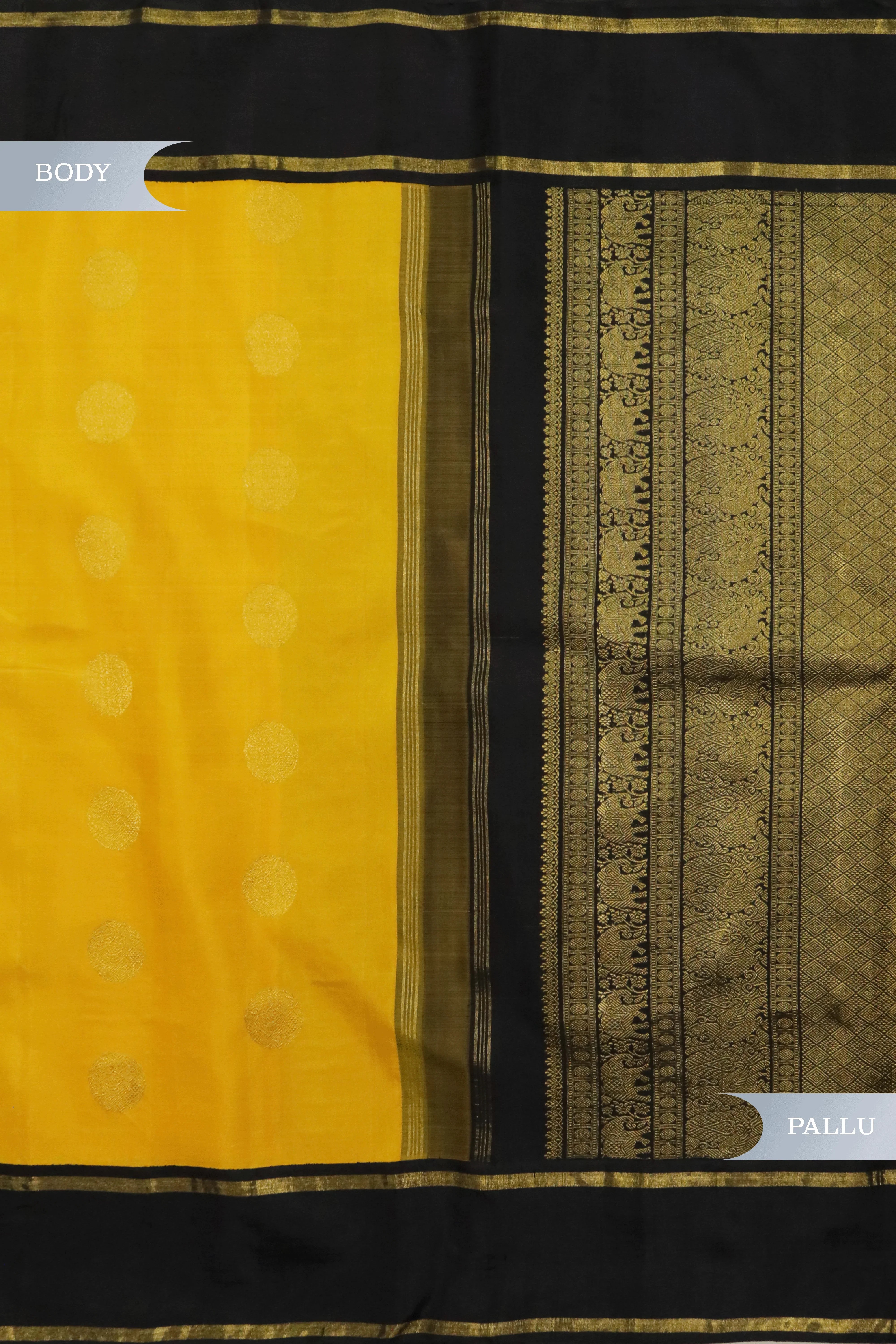 Mustard Kanchivaram Silk Saree - Mokshaa