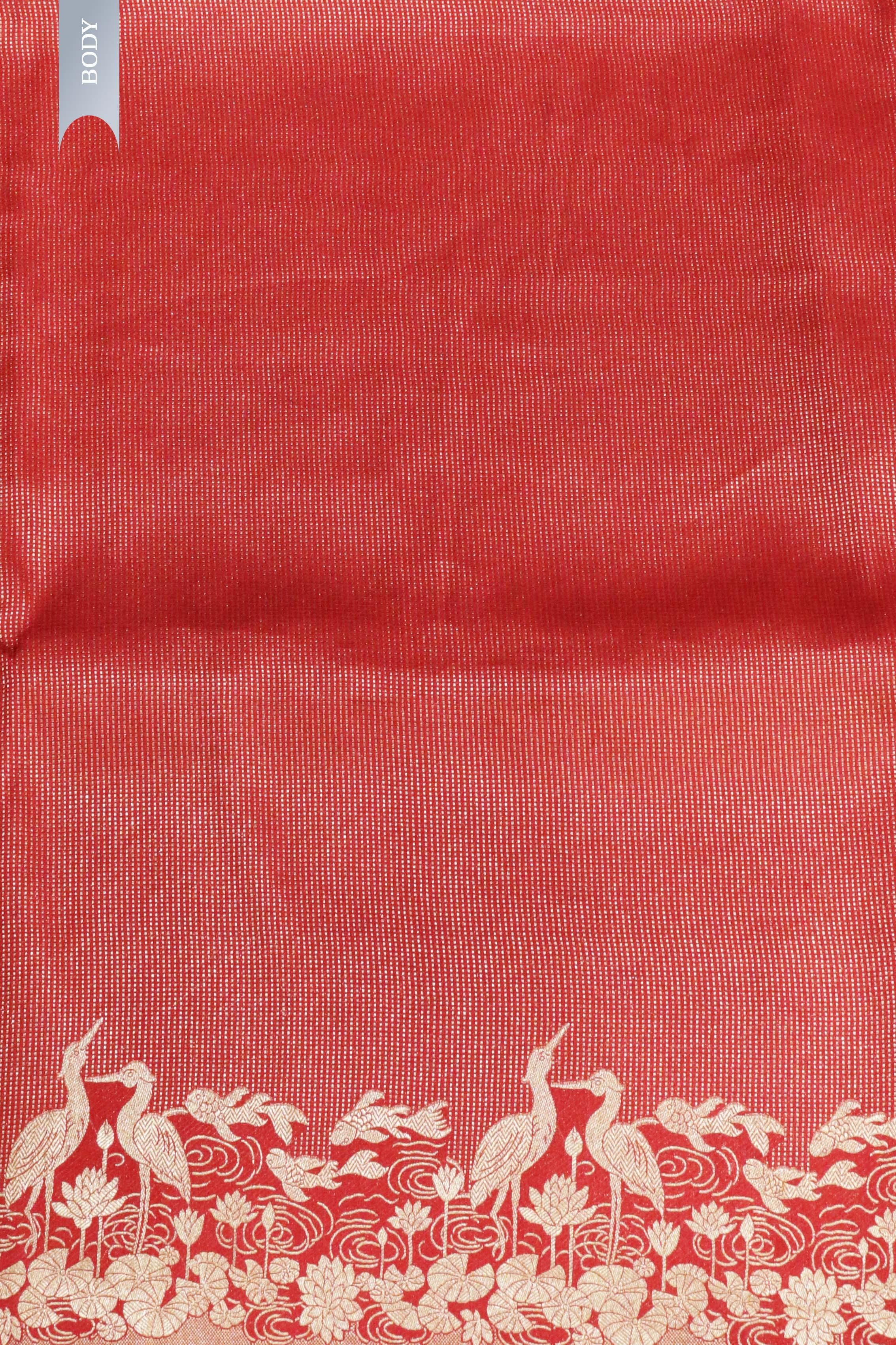 Maroon Banarasi Silk Saree with Zari Stripe Weaving & Fancy Border - Mokshaa