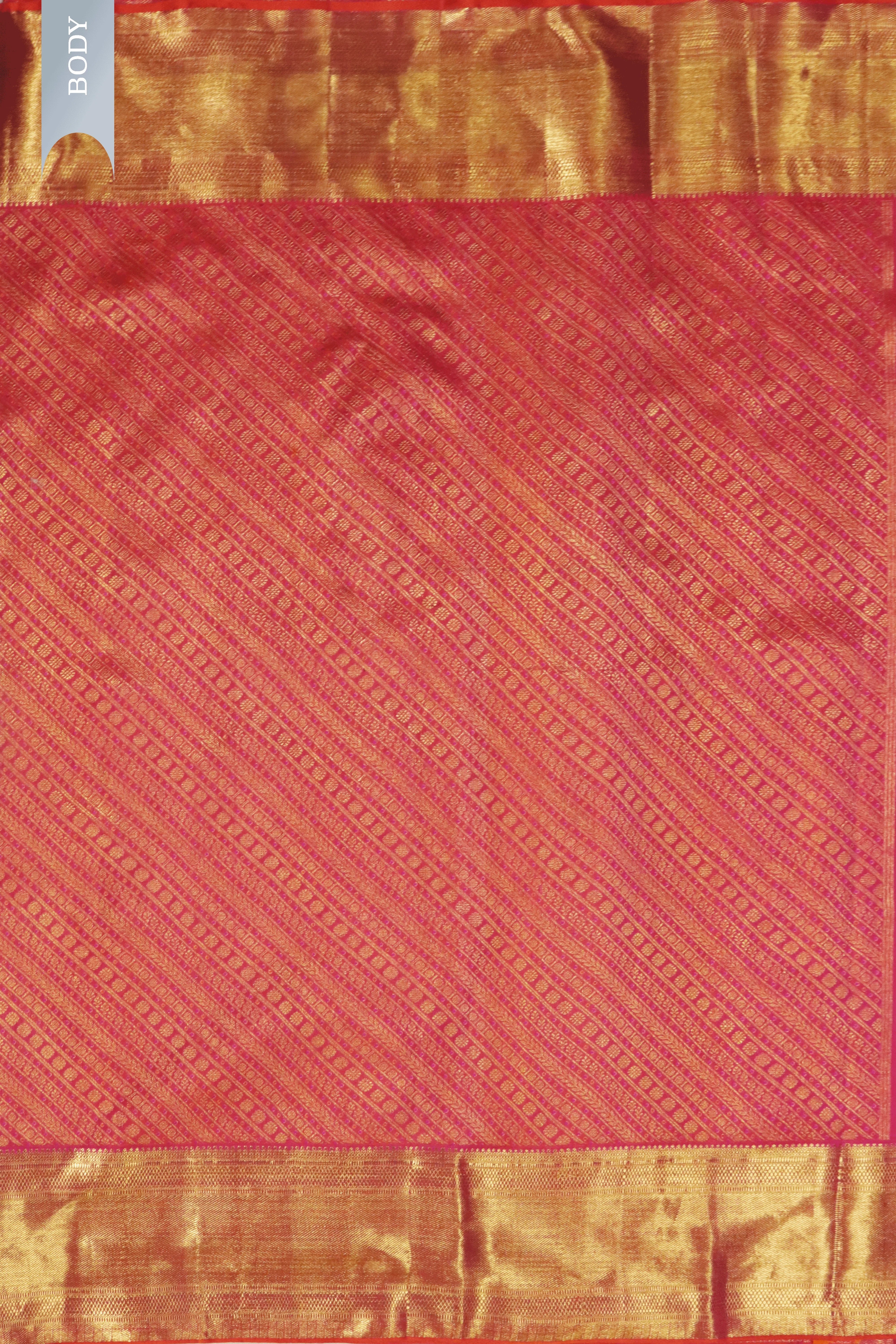 Coral Pink Kanchivaram Silk Saree with Meena Weaving - Mokshaa
