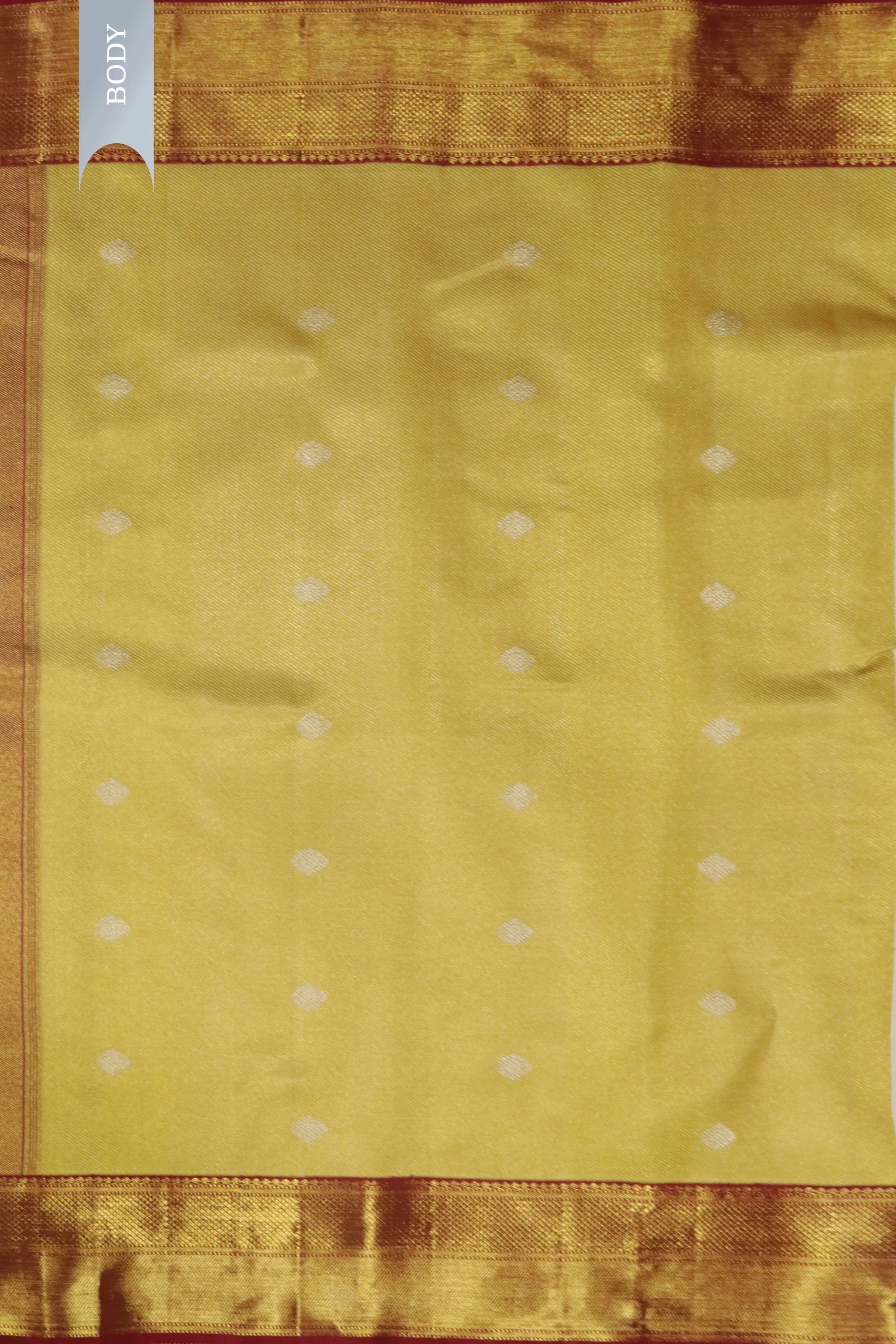 Golden Kanchivaram Silk Saree with Red Border - Mokshaa